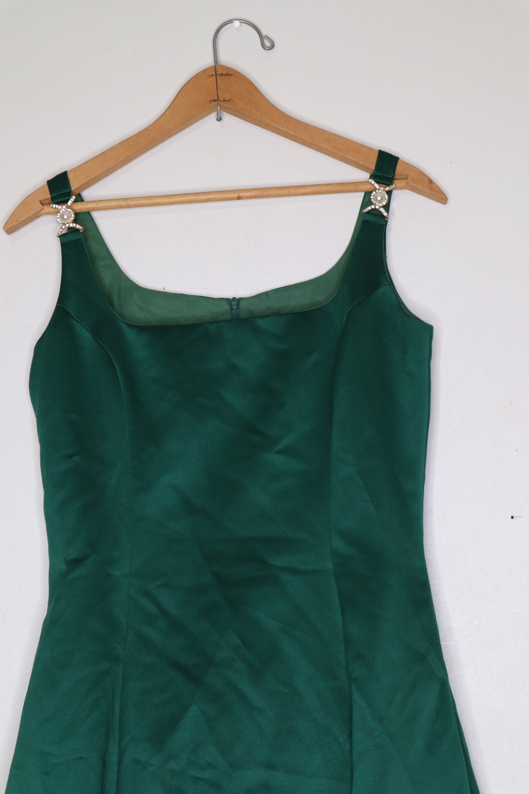 Vintage Scott McClintock Green Satin Maxi Dress Mother Bride Party Prom Medium