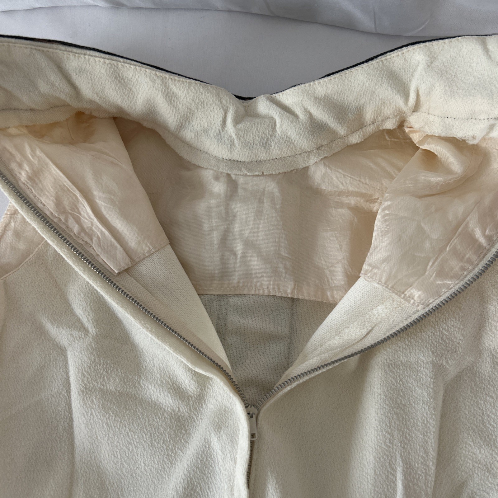 Vintage 1960/70’s Geometric Gimp Braid Trim Ivory Mod Mini Dress Size-S
