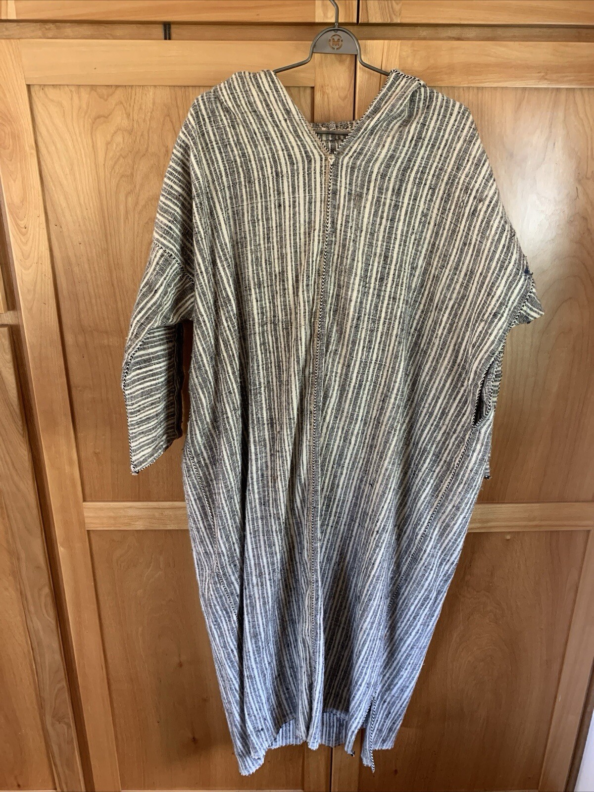 Vintage Moroccan Casablanca Wool Jillaba Djellaba Blanket Coat Poncho