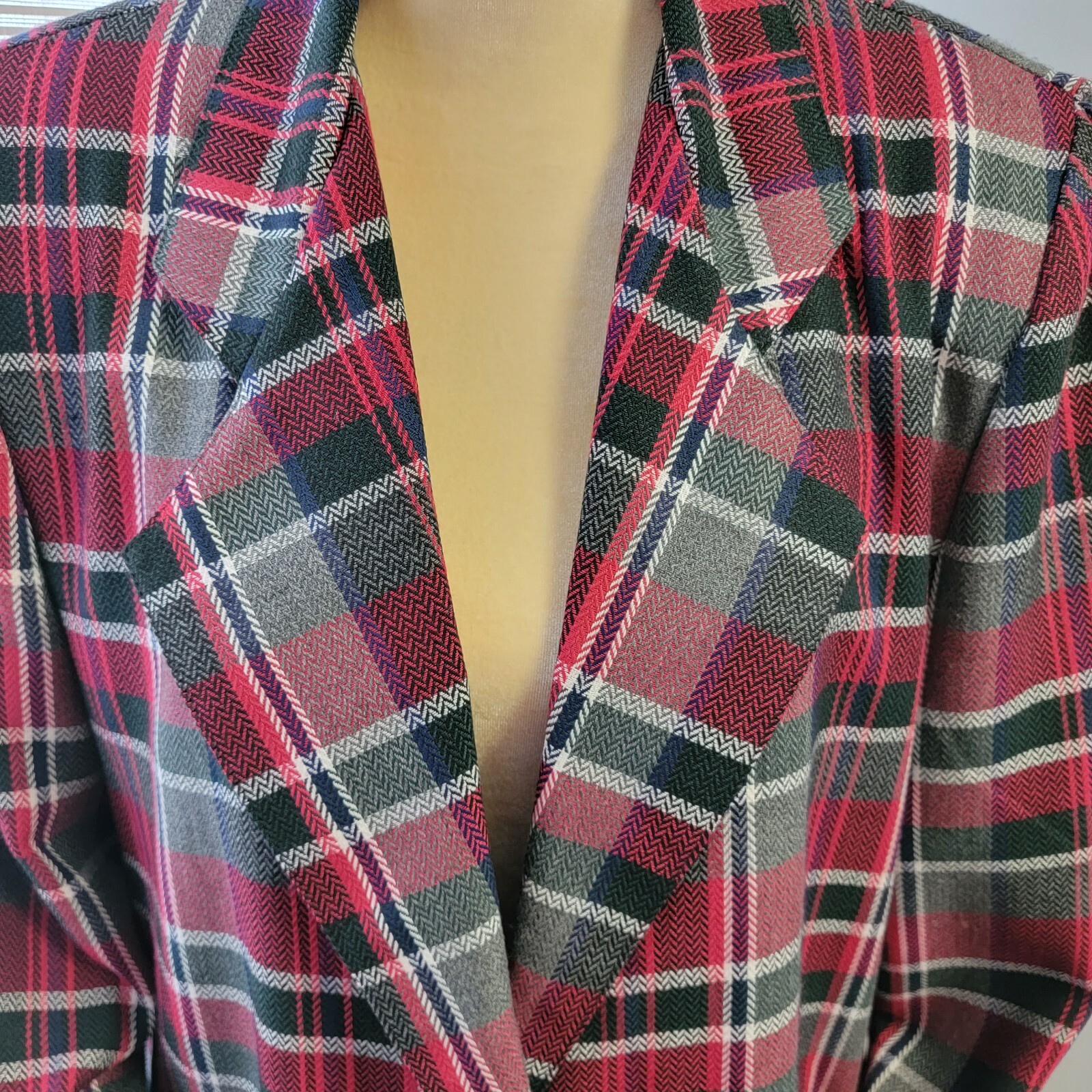 UNITS Vintage Blazer Jacket Red Plaid Size Medium Limited Edition 90s Unisex