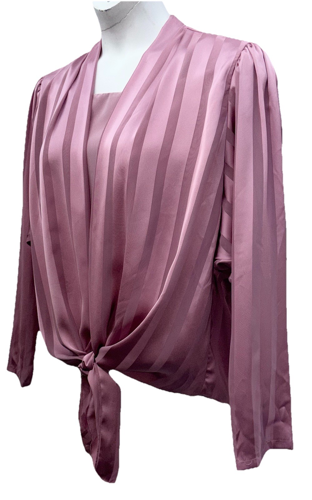 VTG King James California Size 16 Pullover Long Dolman Sleeve Tie Front Top Pink