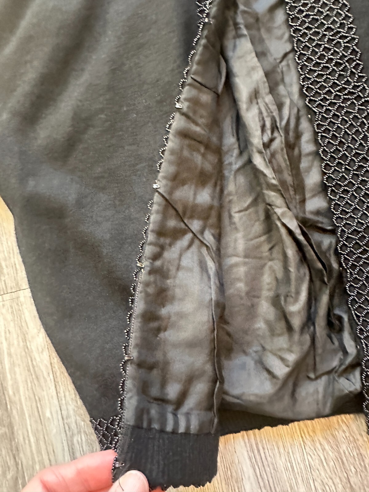 Vintage Cardigan Angora Wool Beaded Black Short Sleeve Doreen Small