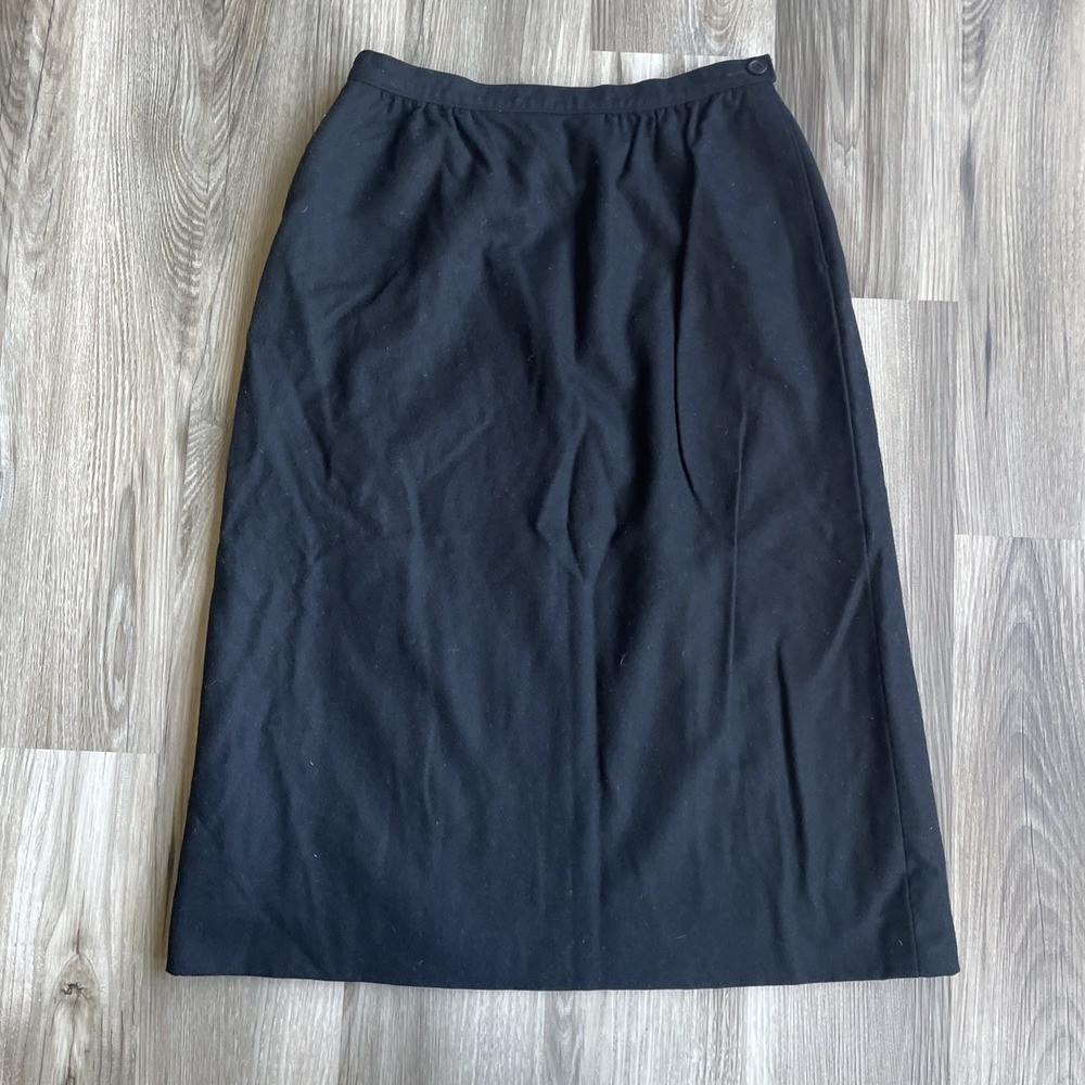 Vintage 70s Pendleton Wool Skirt Women&rsquo;s Size 12 Black A-Line Midi USA Made