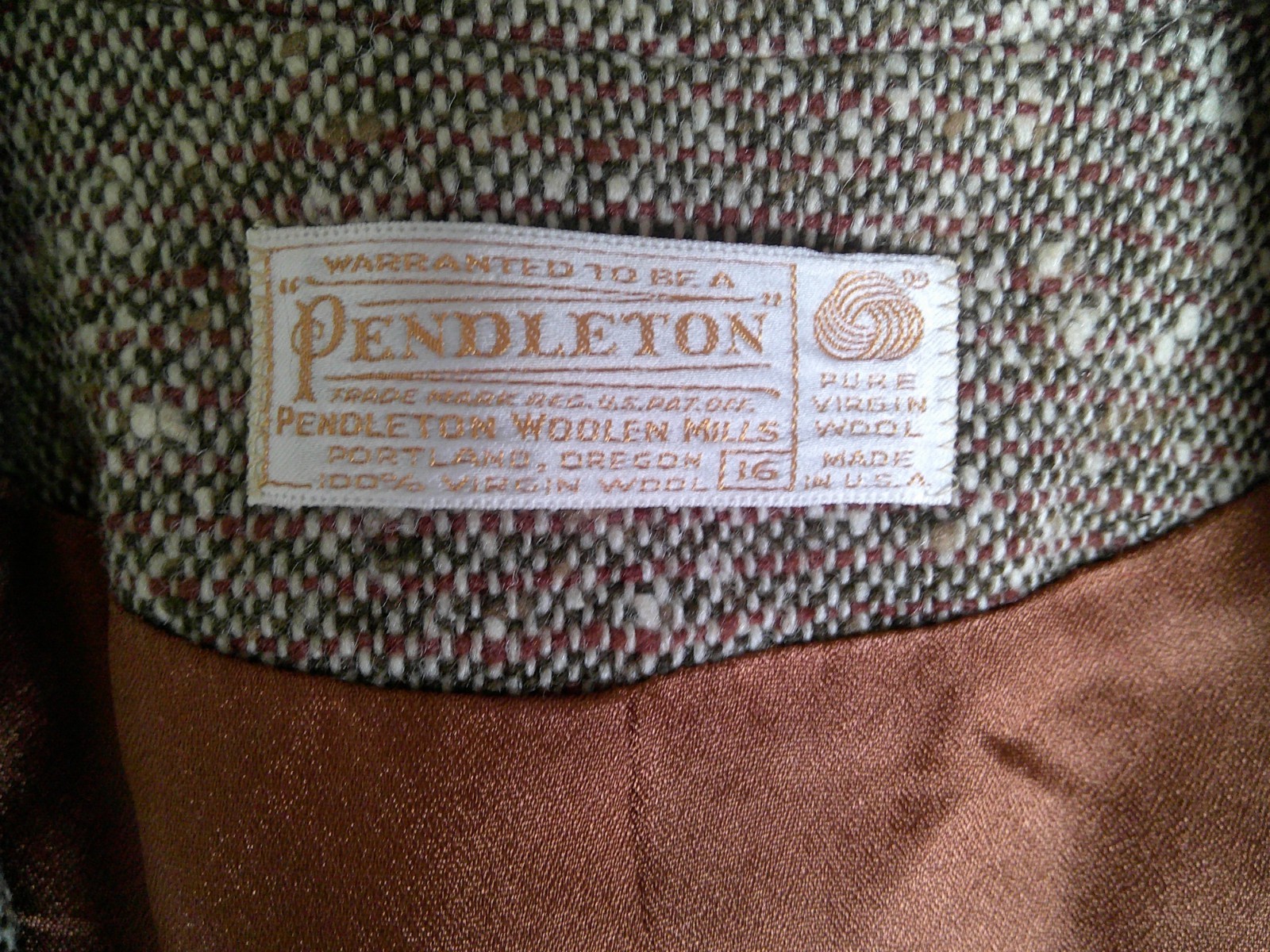 Vt 70&rsquo;s PENDLETON Gorgeous Tan Brown Wool TWEED Fitted Blazer Jacket M/L Ex Cond