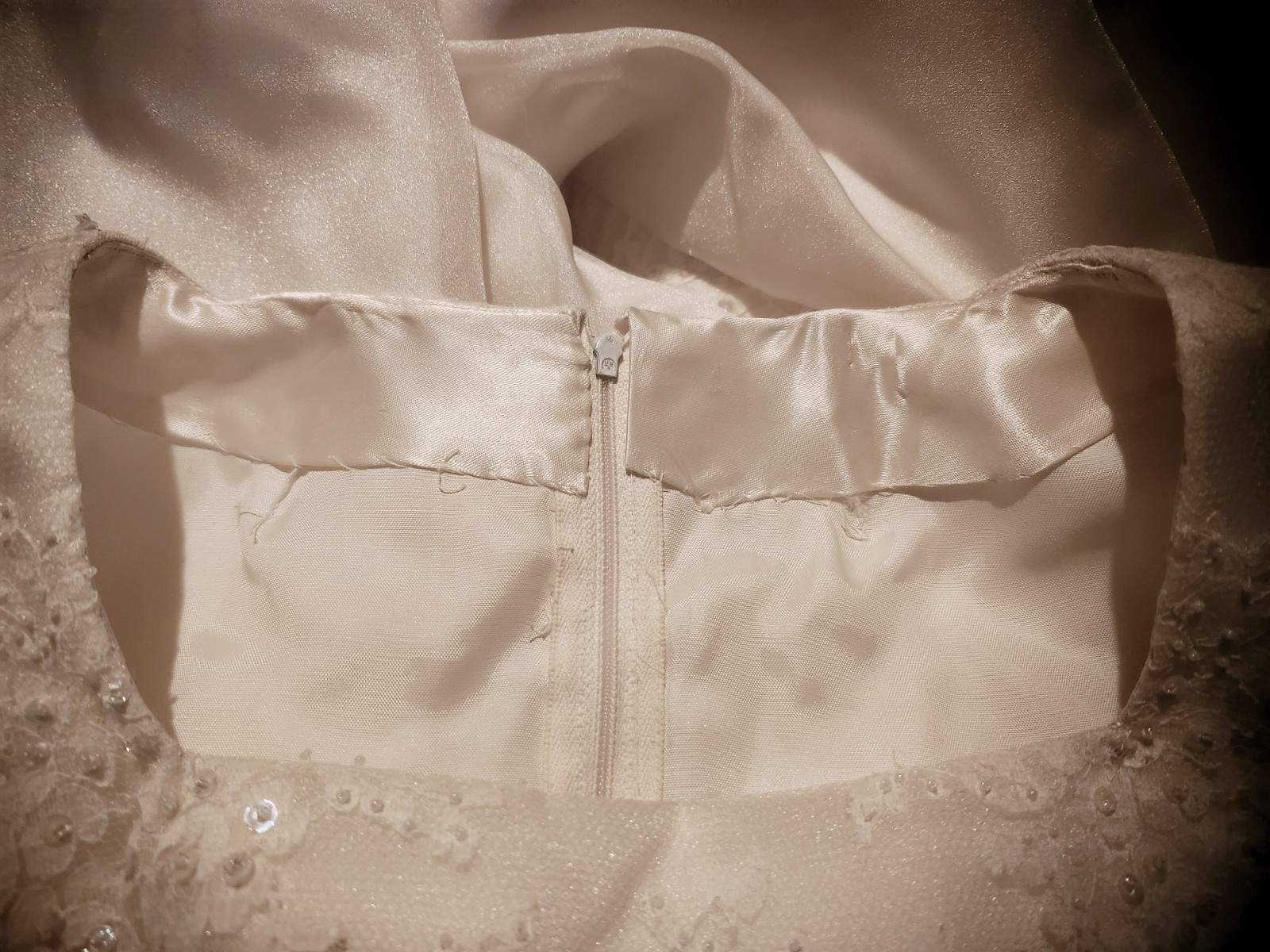 Vintage 70s Ivory Custom Hand Made Bridal Gown with Train