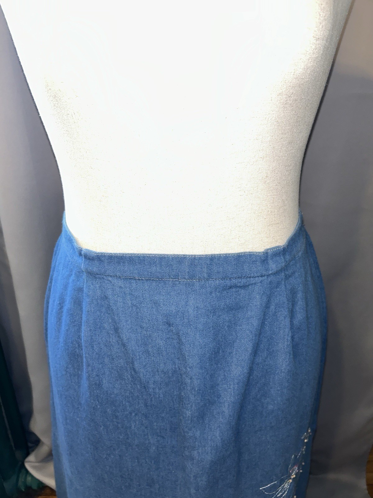 Vintage Cottagecore Embroidered Denim Two-Piece Maxi Set Women&rsquo;s