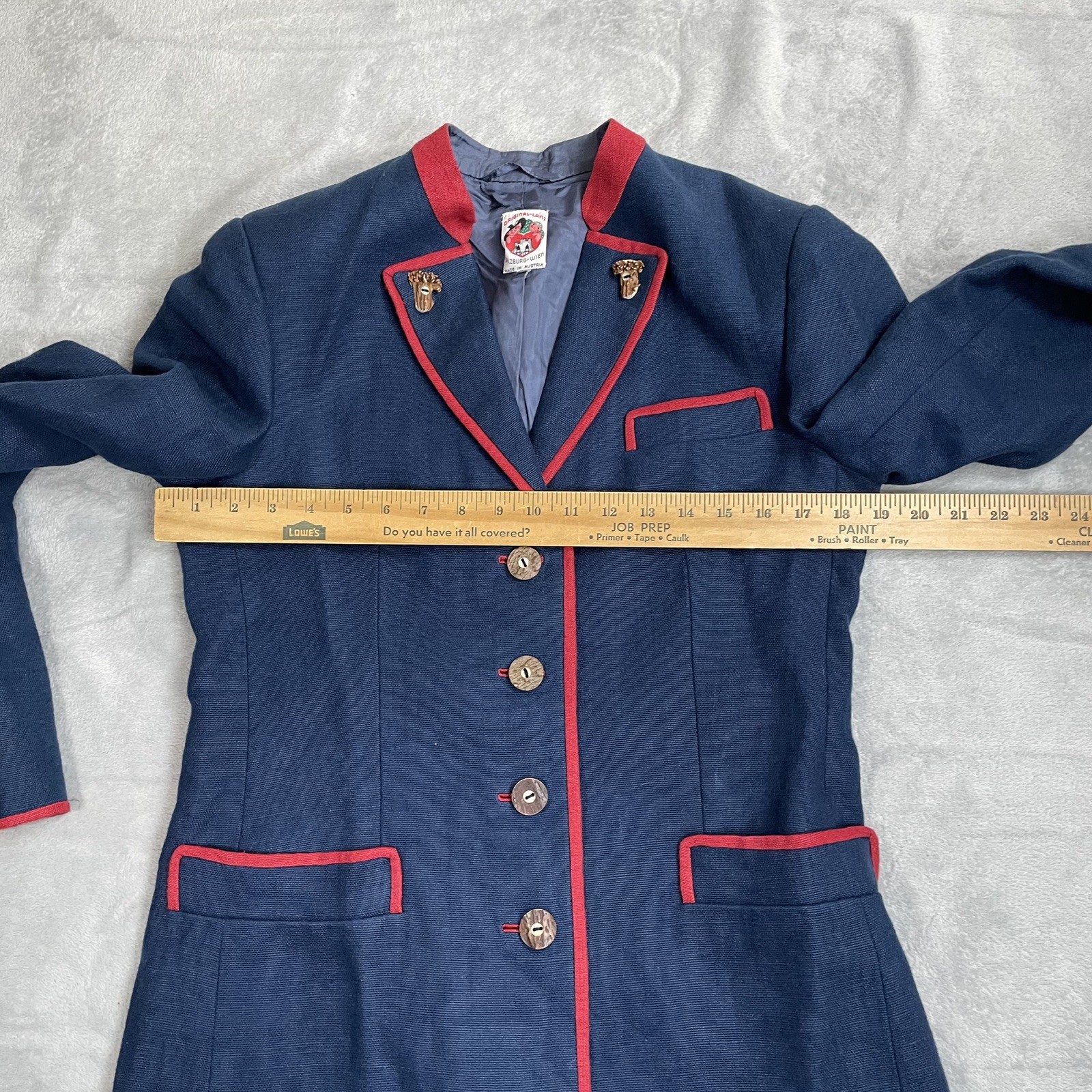 Original Lanz Blazer Jacket Womens Vintage Austria Blue Red Unique