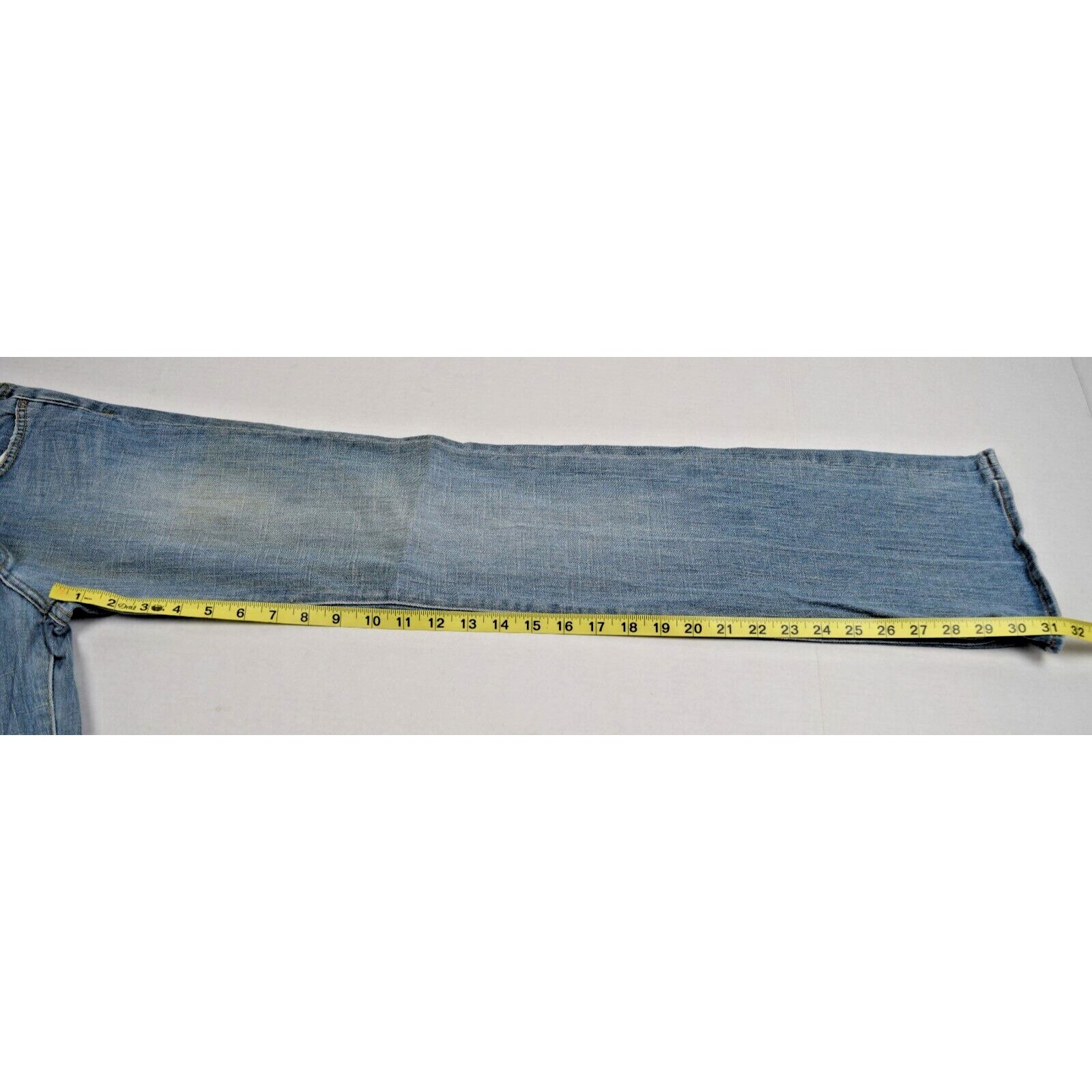 Vintage Guess Jeans Size 26 x 31.5 90s Light Blue Fade Low Rise Flare Made USA