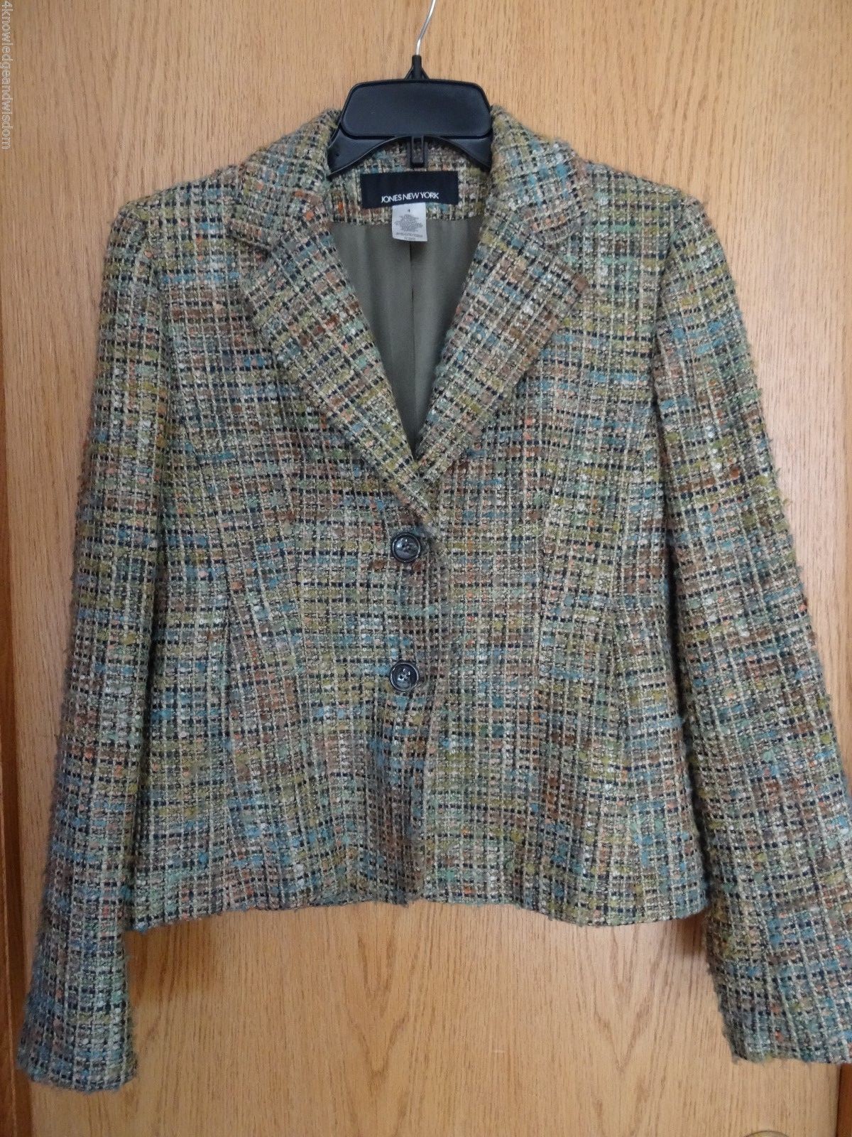 Jones New York Suit Jacket Womens Size 4 Boucle Tweed Vintage 2 Button