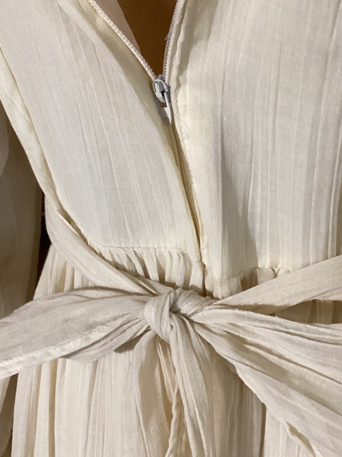 Vintage 1970&rsquo;s Creamy Ivory Gauze Boho Hippie Prairie Maxi Dress Lace Sz 12