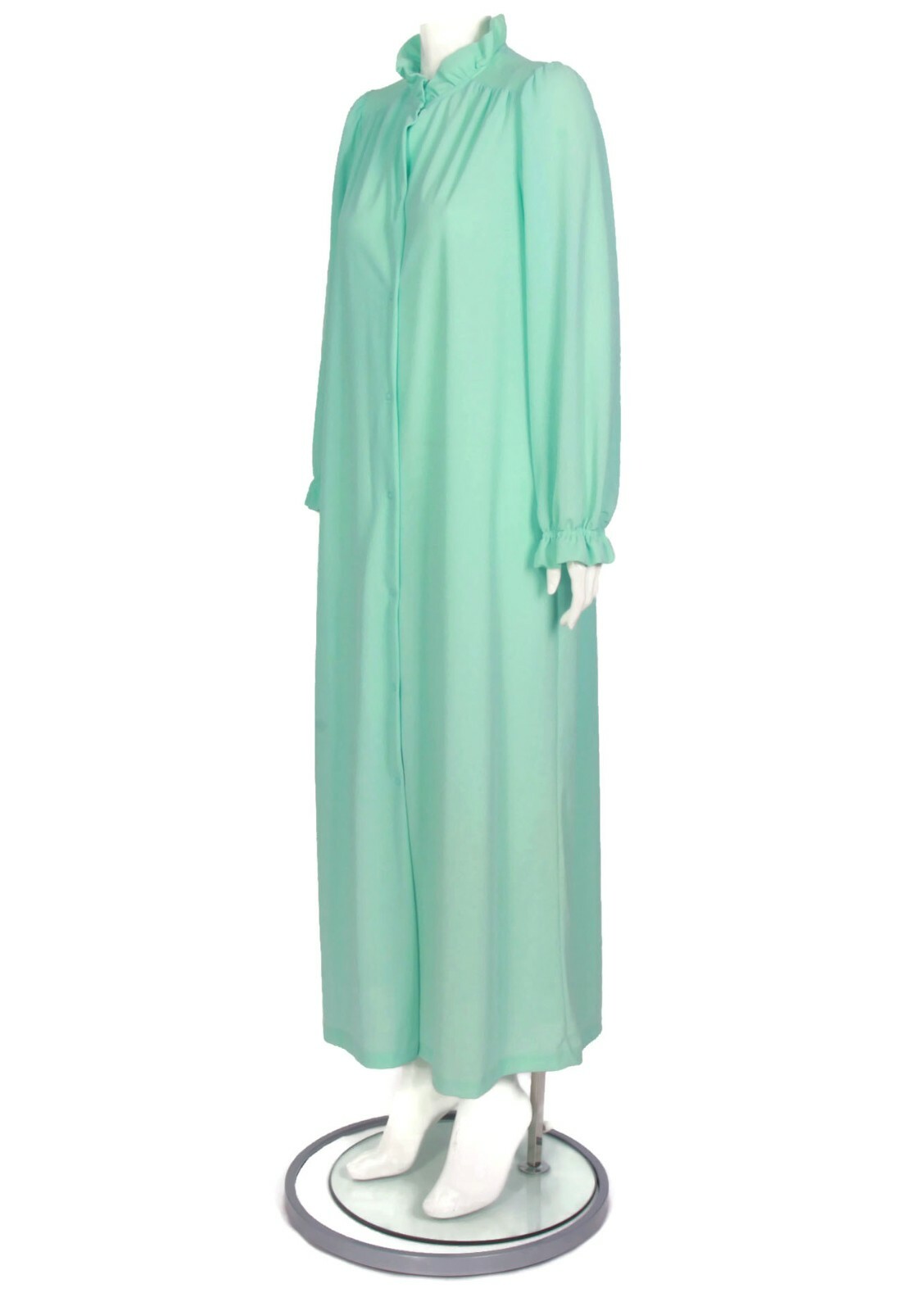 Take- Along Sears Robe Nightgown Mint Green Long Sleeve Snap Button Medium 12-14