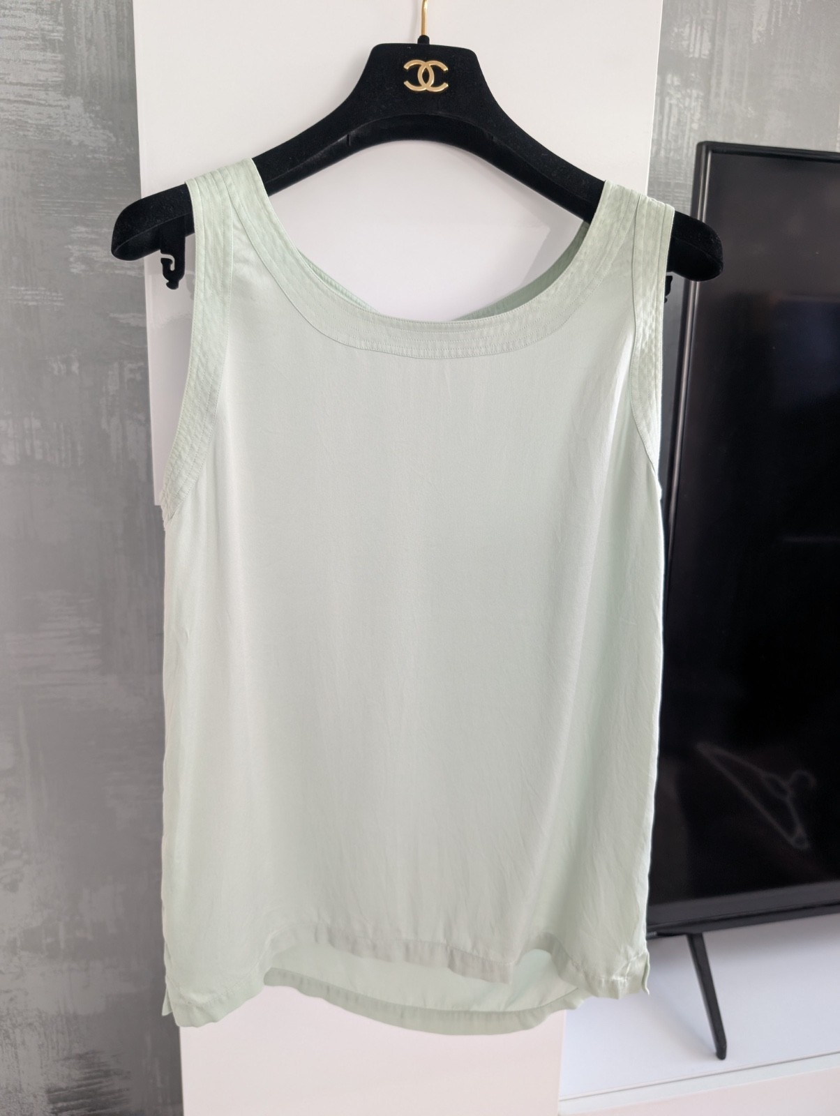 CHANEL Boutique 80-90&rsquo;s CC Gold Buttons Sleeveless Blouse Top Shirt Tank Vest S
