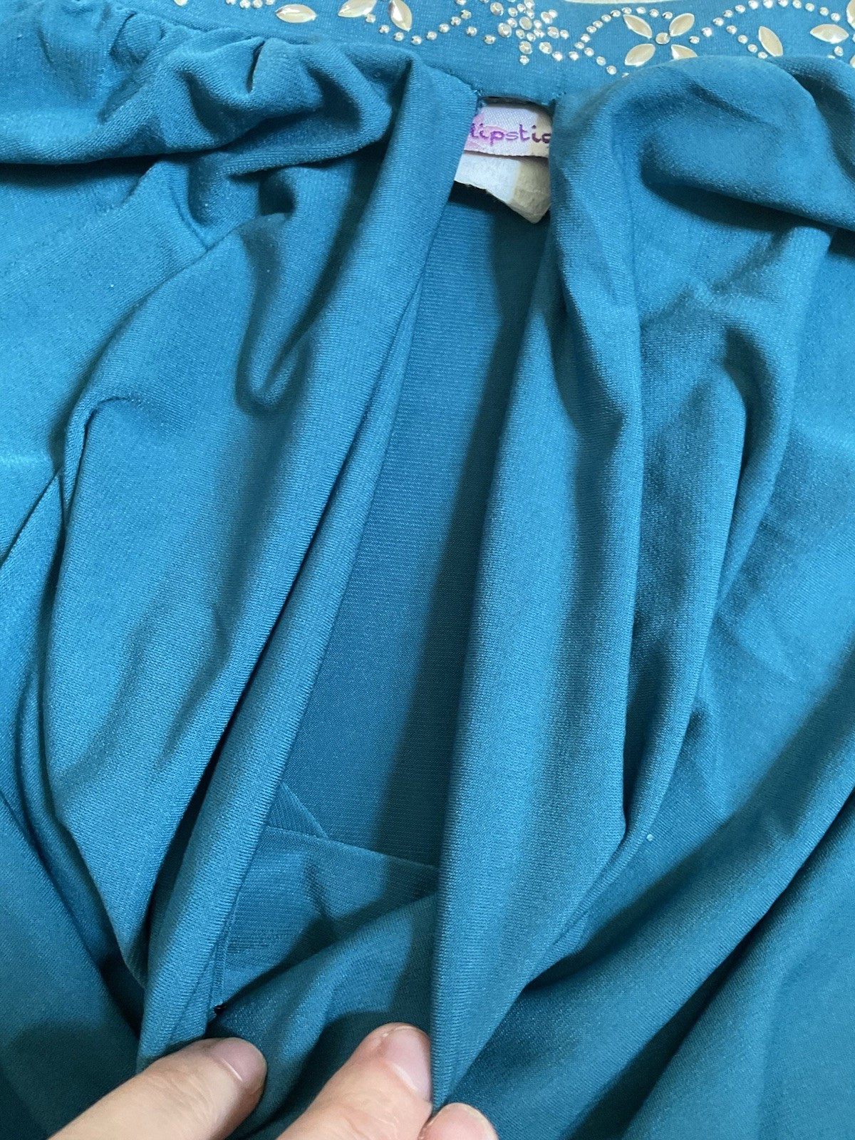 VTG Y2K 2000s Lipstick Blue Strapless Beaded Sequin Tube Top Fairy USA Made Teal