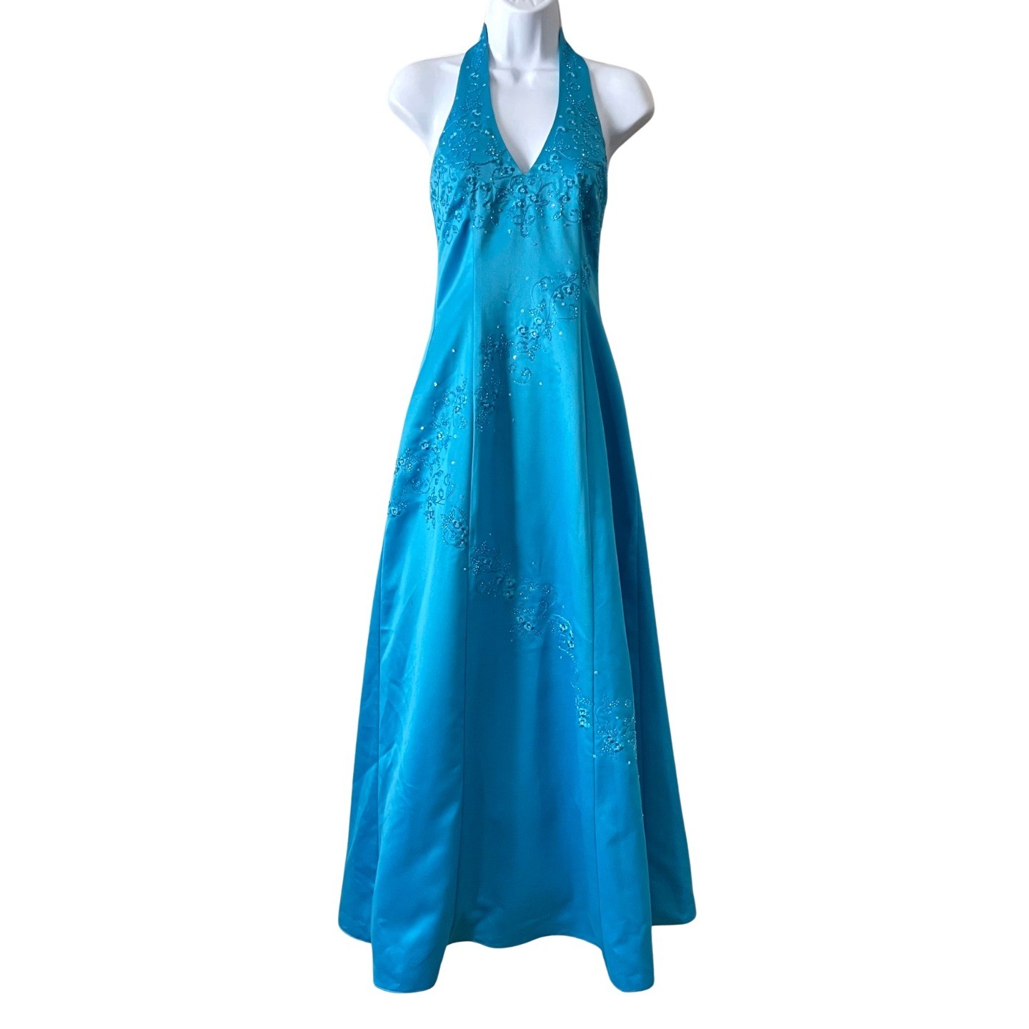 Vintage Y2K 90 Whimsical Fairy Mermaid Beaded Halter Corset Formal Gown Dress