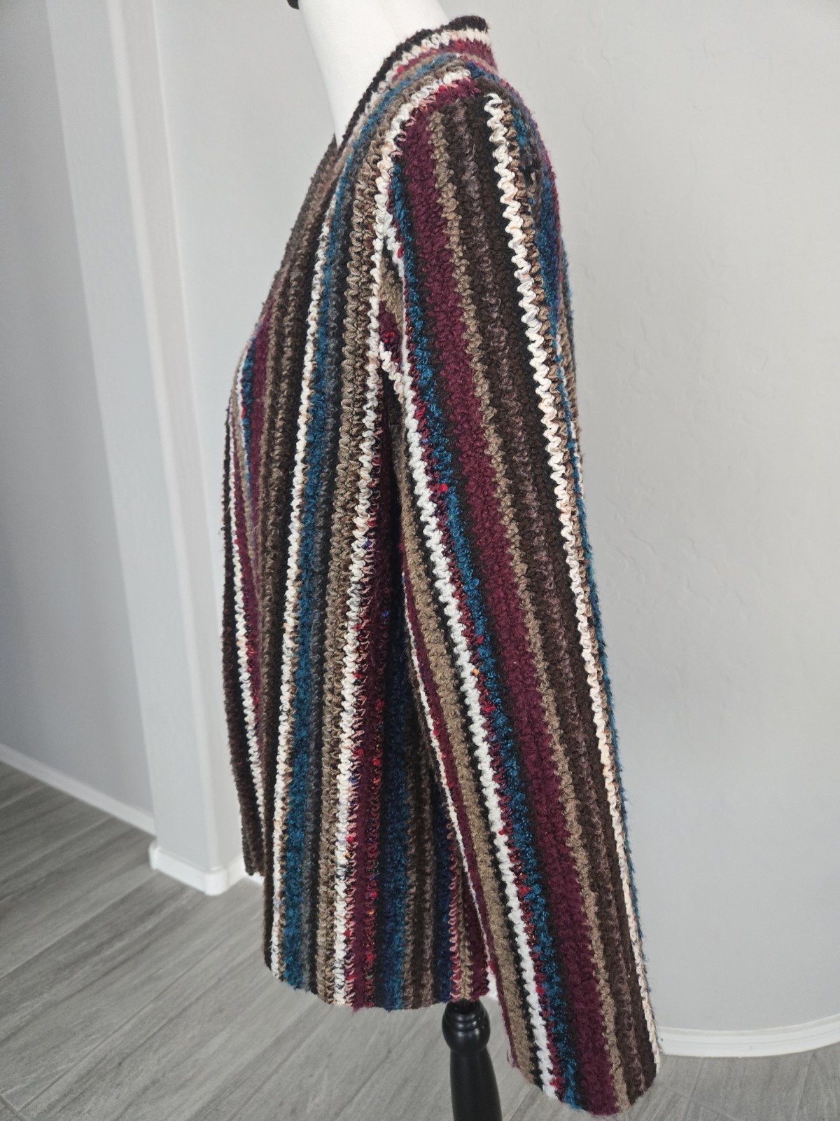 Vintage Graff Californiawear Wool Blend Colorful Boho Hippy Knit Cardigan Sz 12