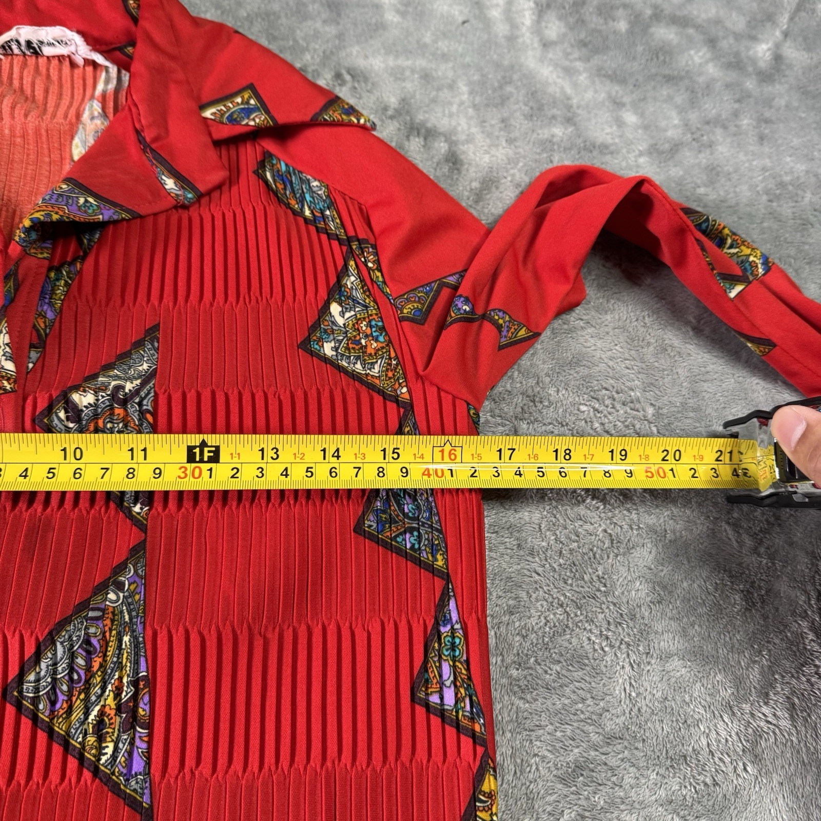 VTG 80s Hal Ferman Geometric Smocked Collared Shirt Womens S Victorian Art Retro
