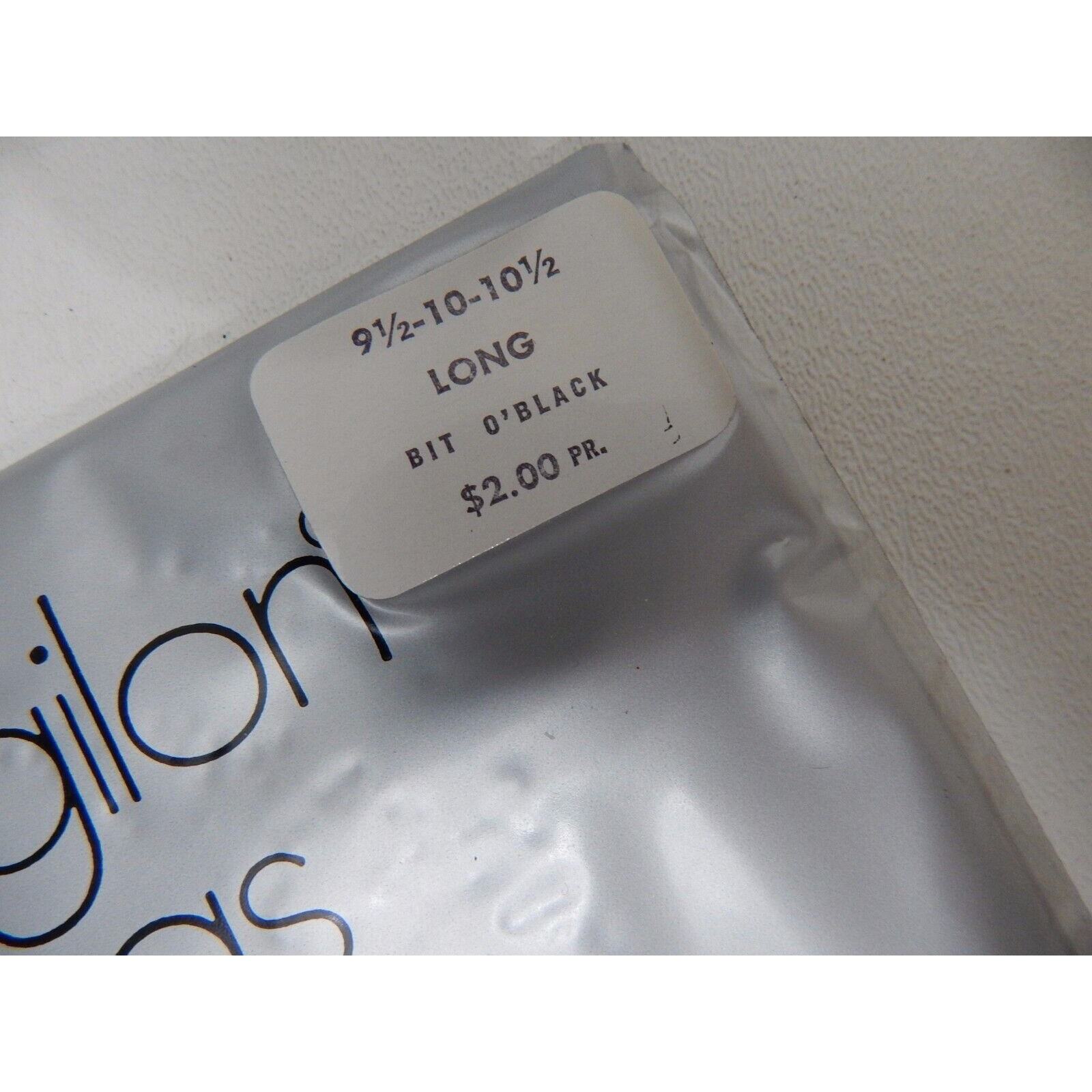 Vtg Round the Clock Sheer Agilon Stockings Sz 9 1/2 10 10 1/2 LONG Bit O&rsquo; Black
