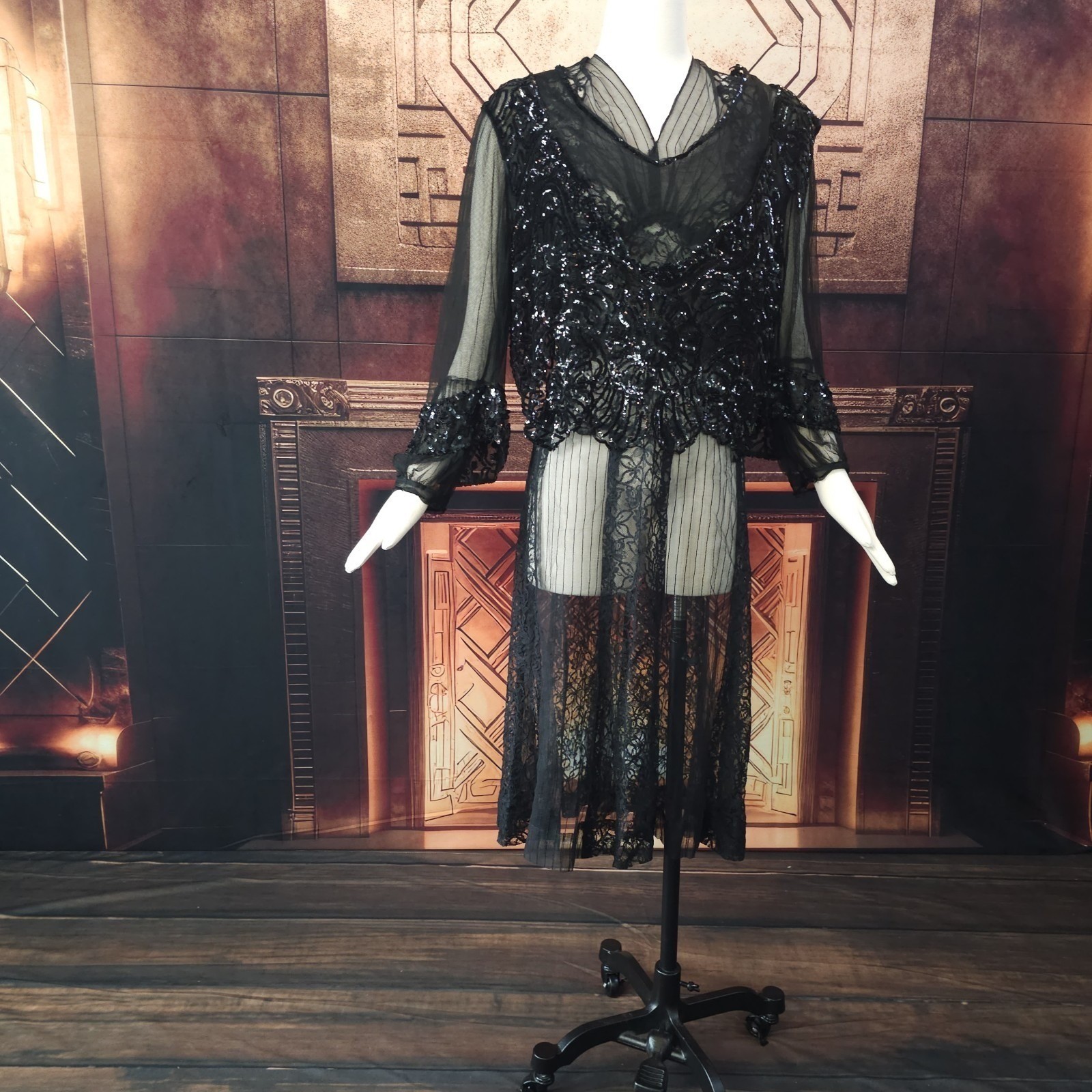 Unbelievable Rare Chiffon Fully Sequined Edwardian 1910s 20s Blouse Top Antique