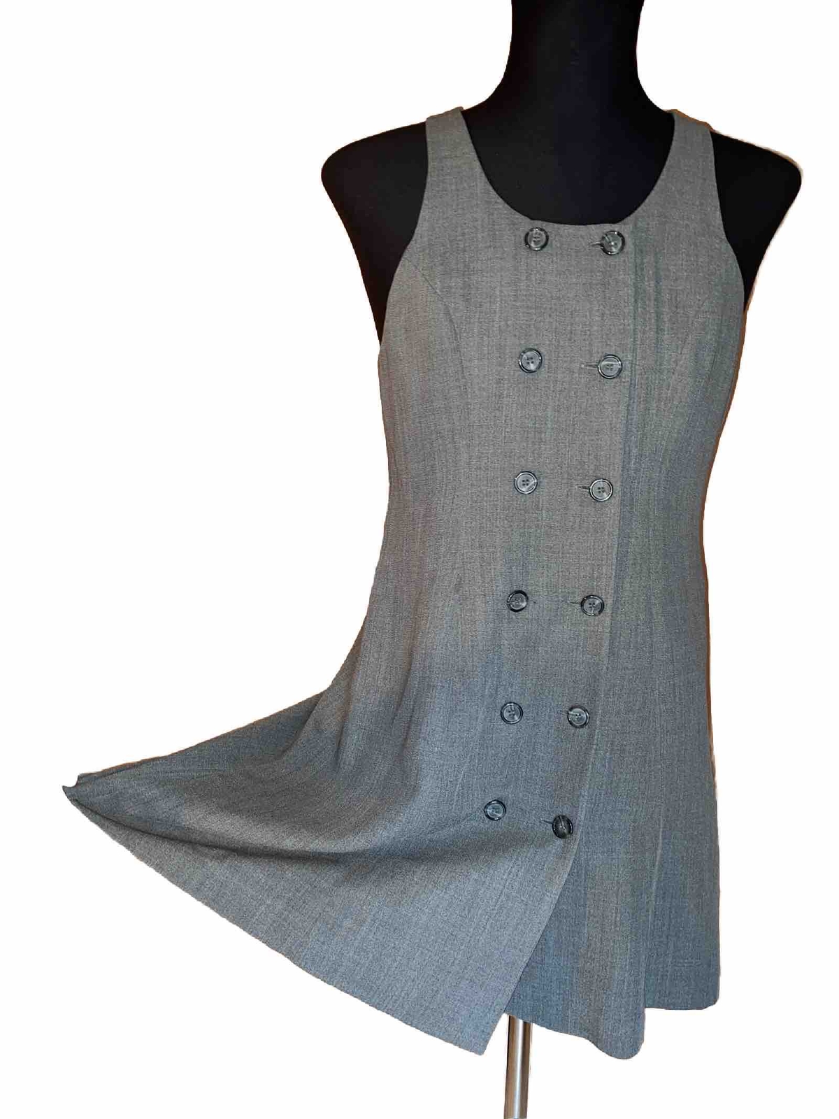 Vintage 1990&rsquo;s Oberon New York Button Up Gray Dress Size 8