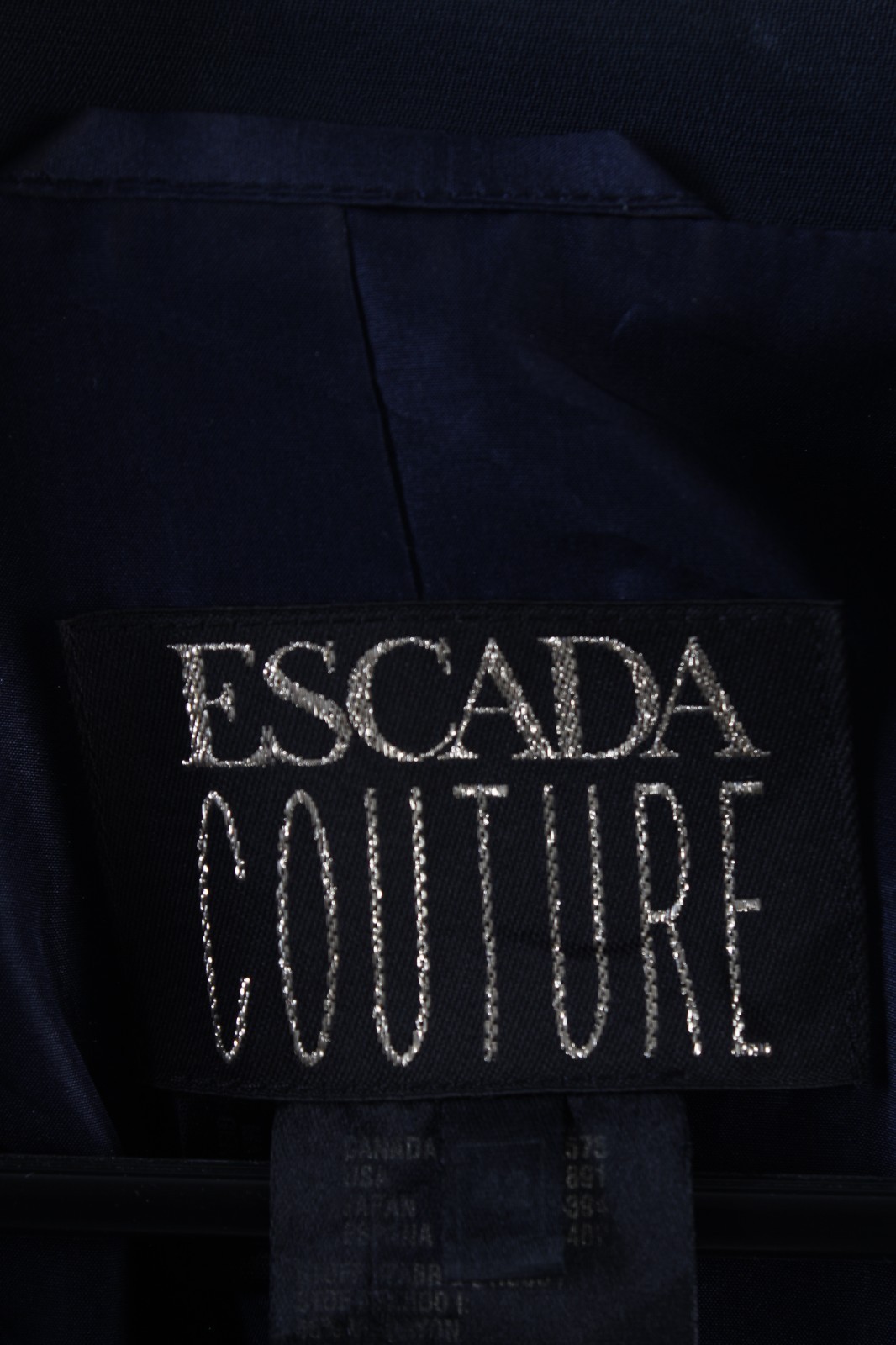 Vtg Escada Couture Jacket Navy Silk Designer Button Up Blazer Coat W/ Pockets 42