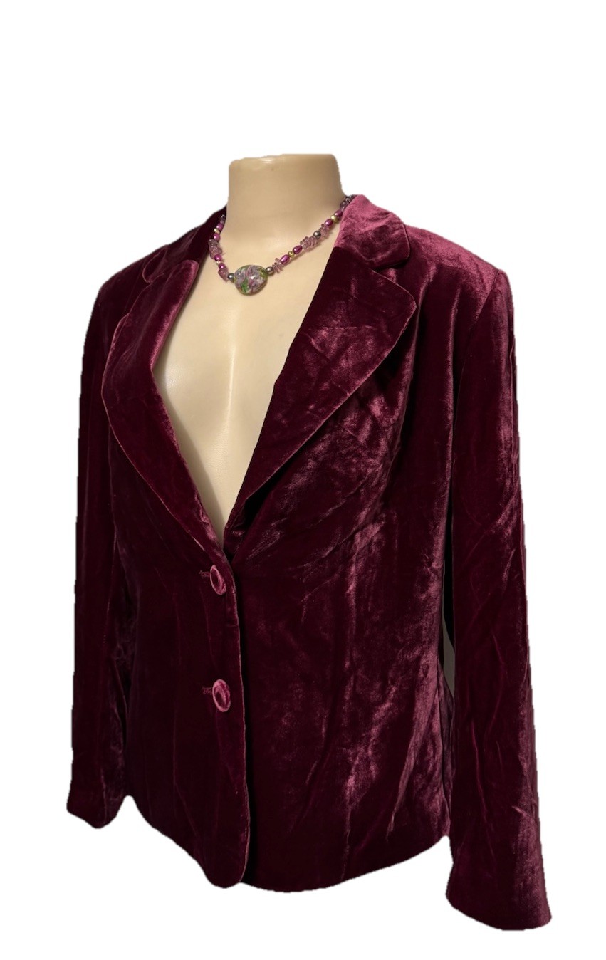 Raffaella womens vintage jacket crushed velvet size 10 Red boho blazer gorgeous