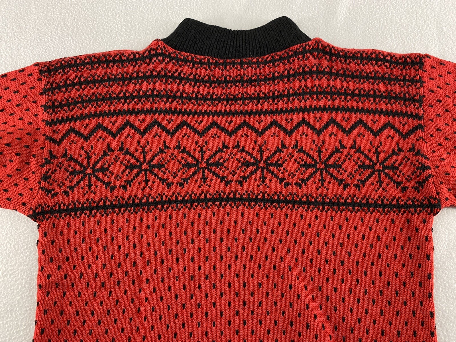 Vintage American Pride Sweater Pullover Nordic Pattern Red Black Acrylic Size S