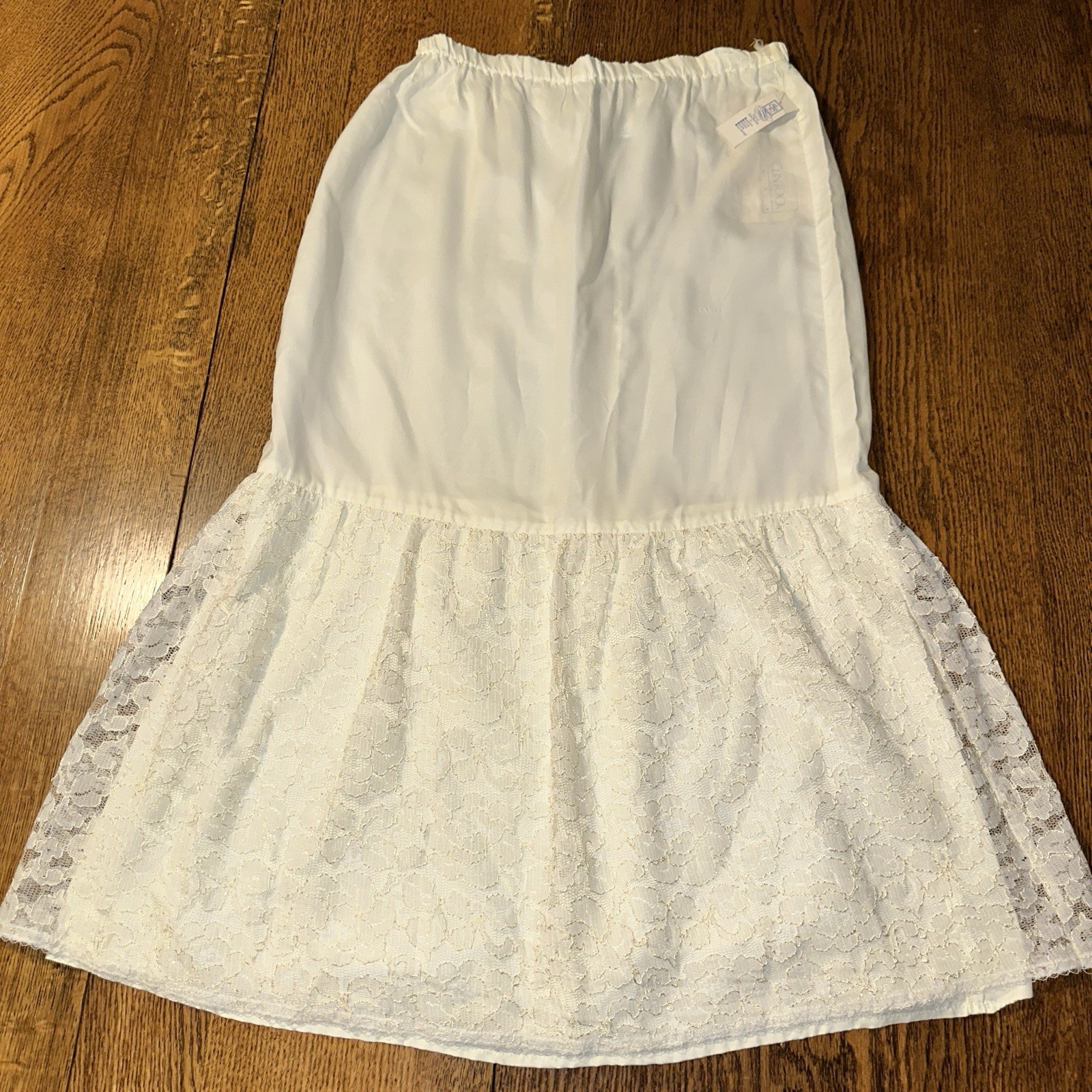 Vtg 80s 90s Scott McClintock Midi Slip Skirt Ivory Lace Trim Tradwife 10 NWT