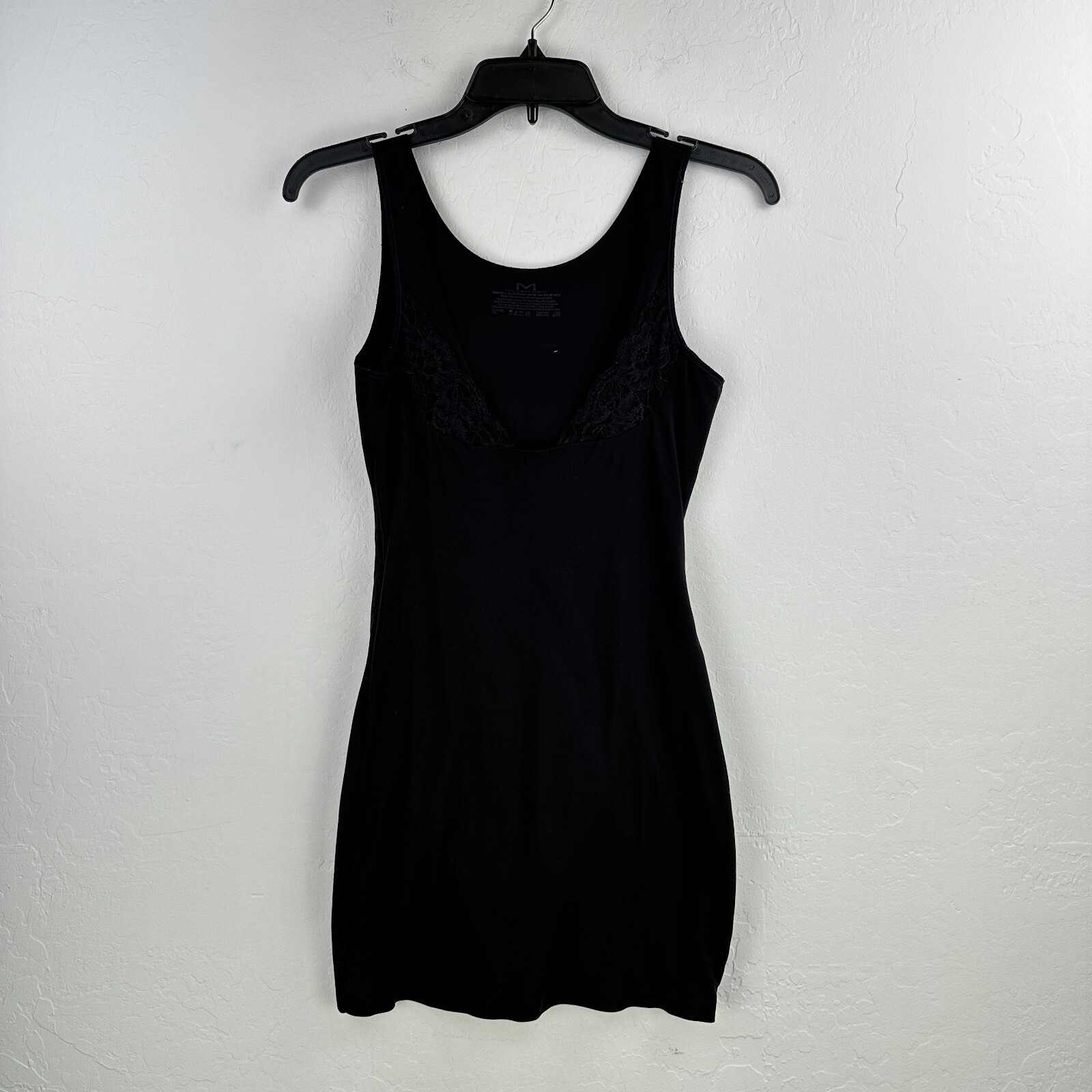 Maidenform Bodysuit Tank Womens XL Black Floral Lace V-neck Stretch Shapewear