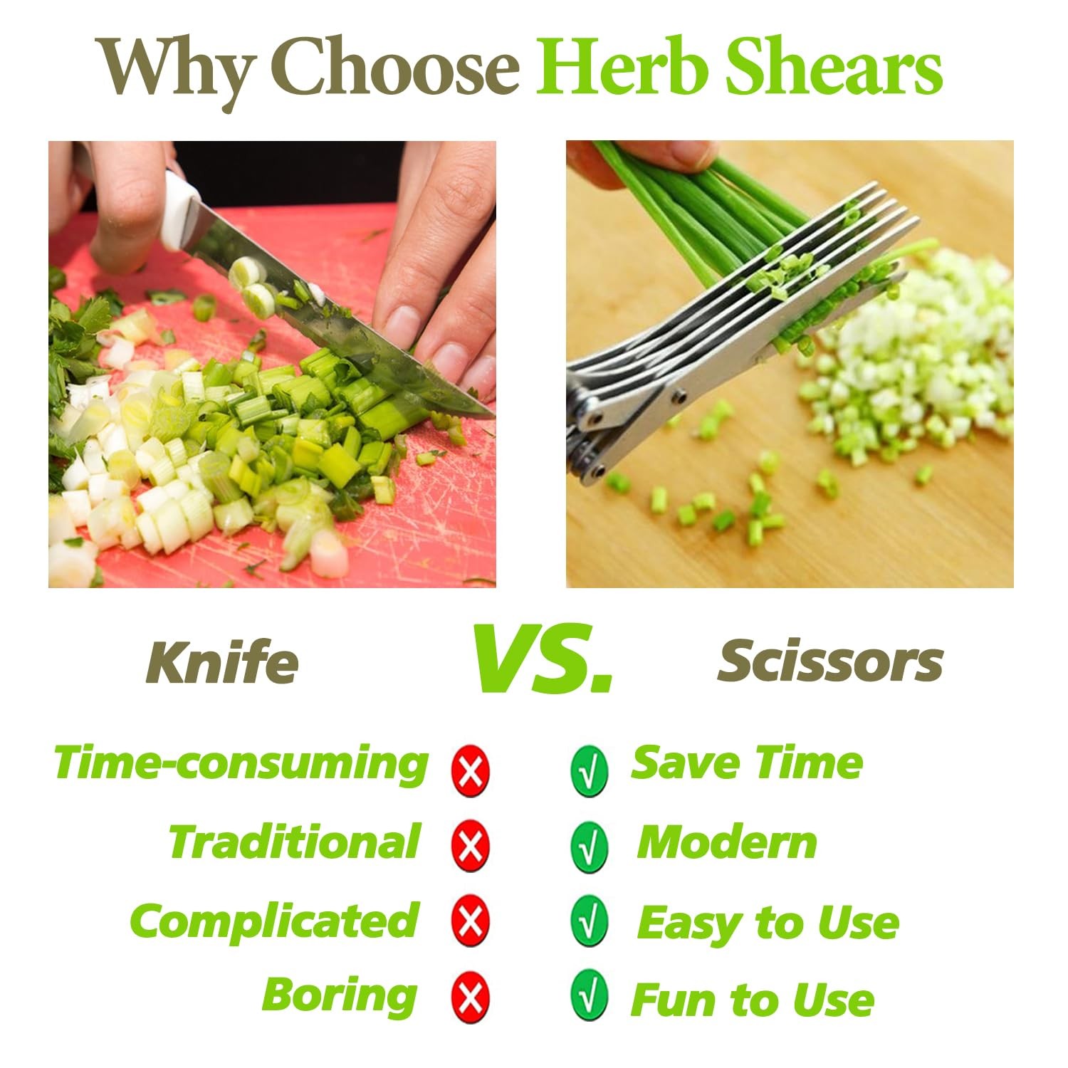 2025 Upgraded Herb Scissors, 5-Blade Shears with Cover, Stainless Steel