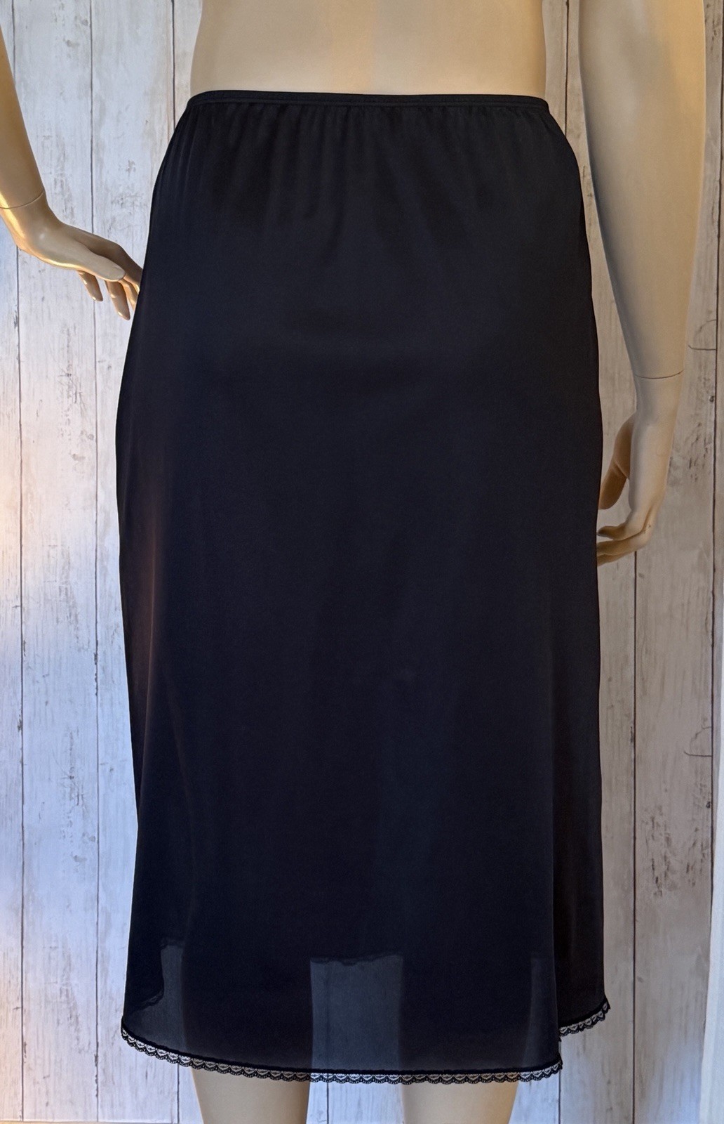 Vintage Vassarette Black Sheer Nylon Half Slip XL USA Style 11-122