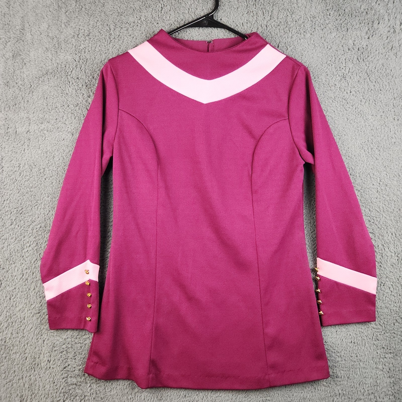 Sears Vintage 60&rsquo;s Magenta/Pink Mid Century Long Sleeve Tunic Women&rsquo;s Medium MOD