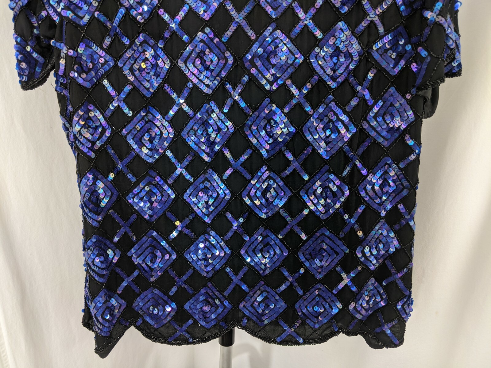 VTG Patra / Stenay Black and Blue Beaded Sequined Blouse