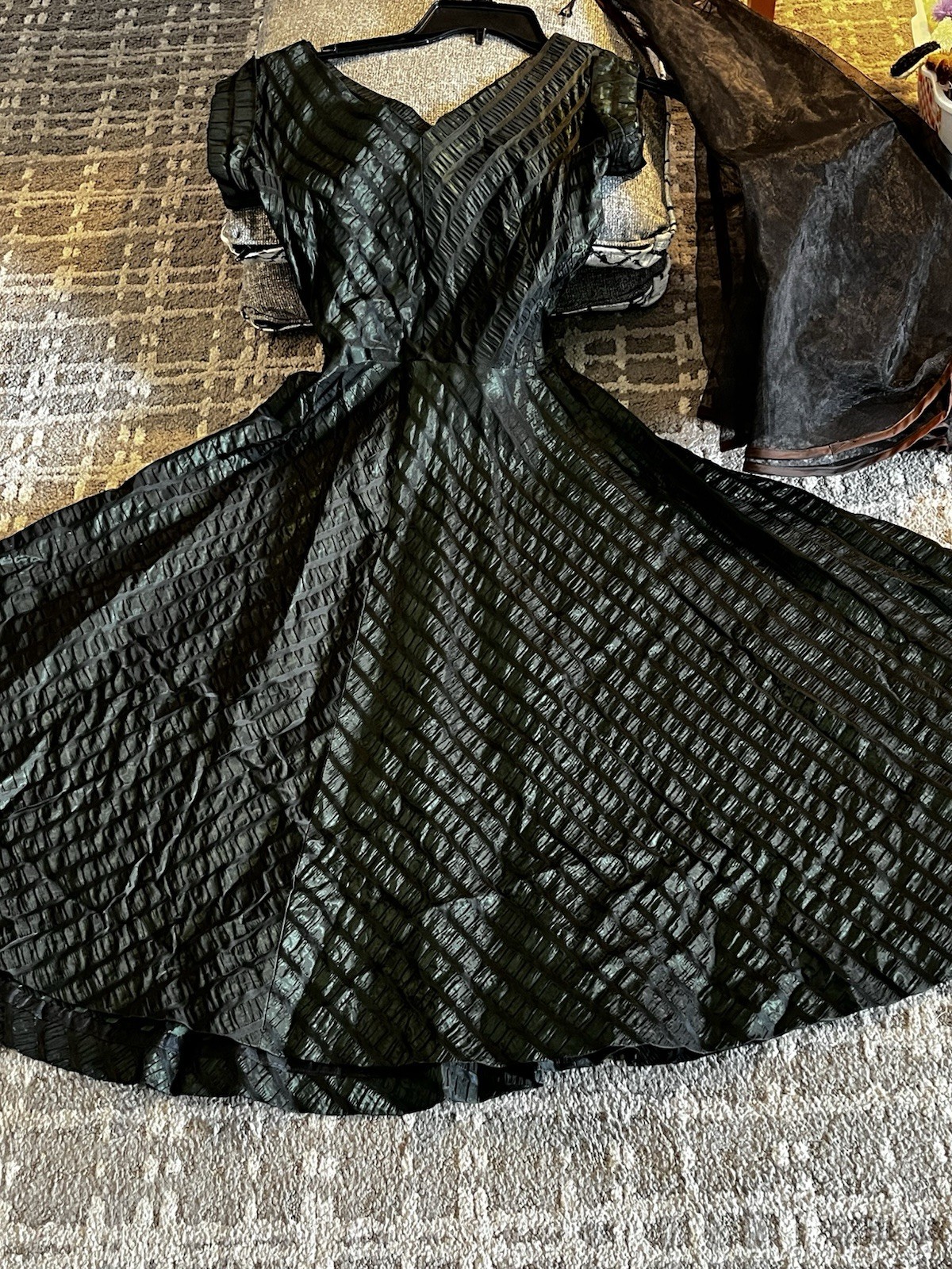 VTG 1940’s Old Hollywood Dress Iridescent Taffeta Evening Party Small Handmade