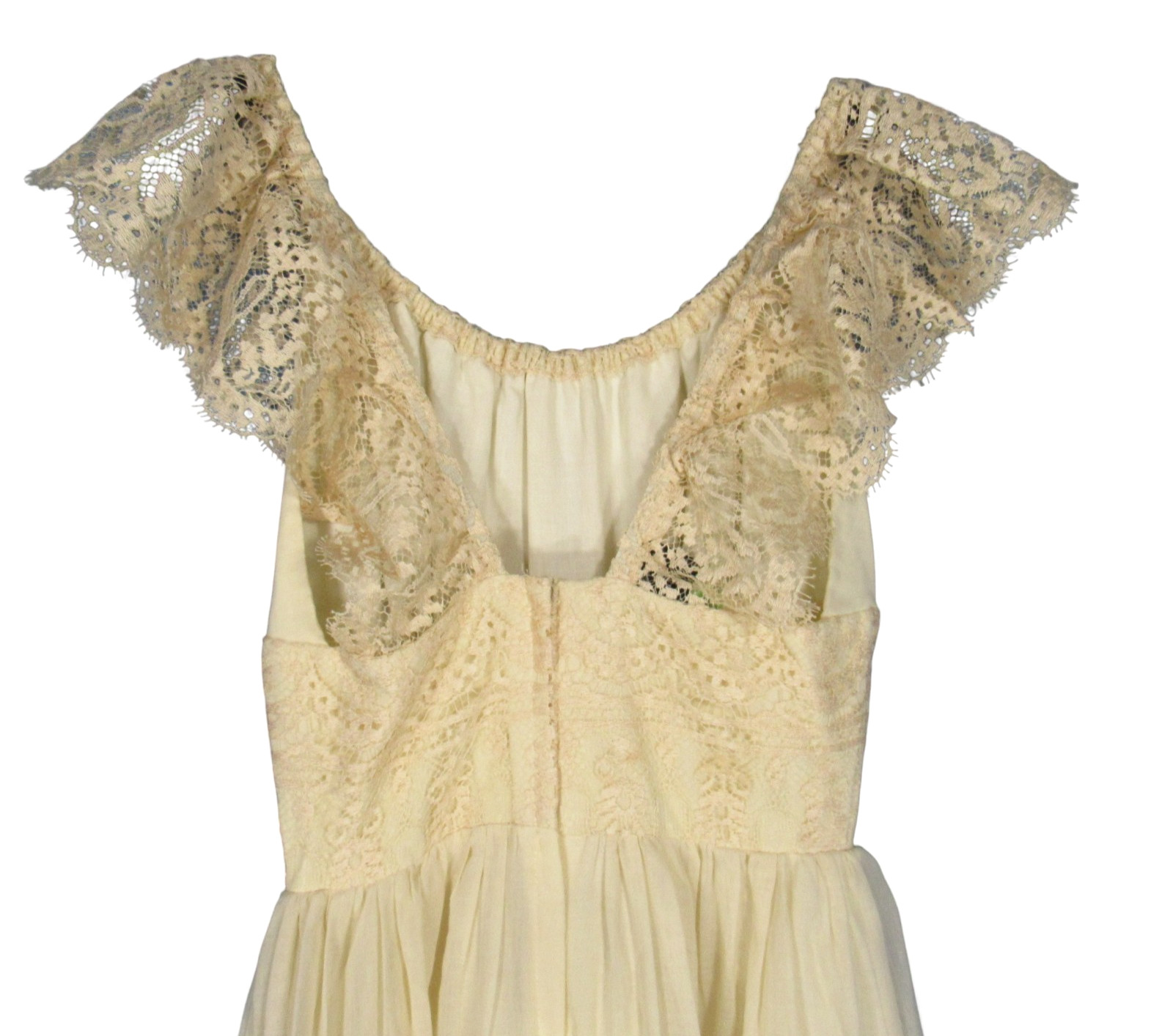 VTG JOY STEVENS California LAYERED w/LACE Ivory COTTAGECORE Wedding Dress 9/10