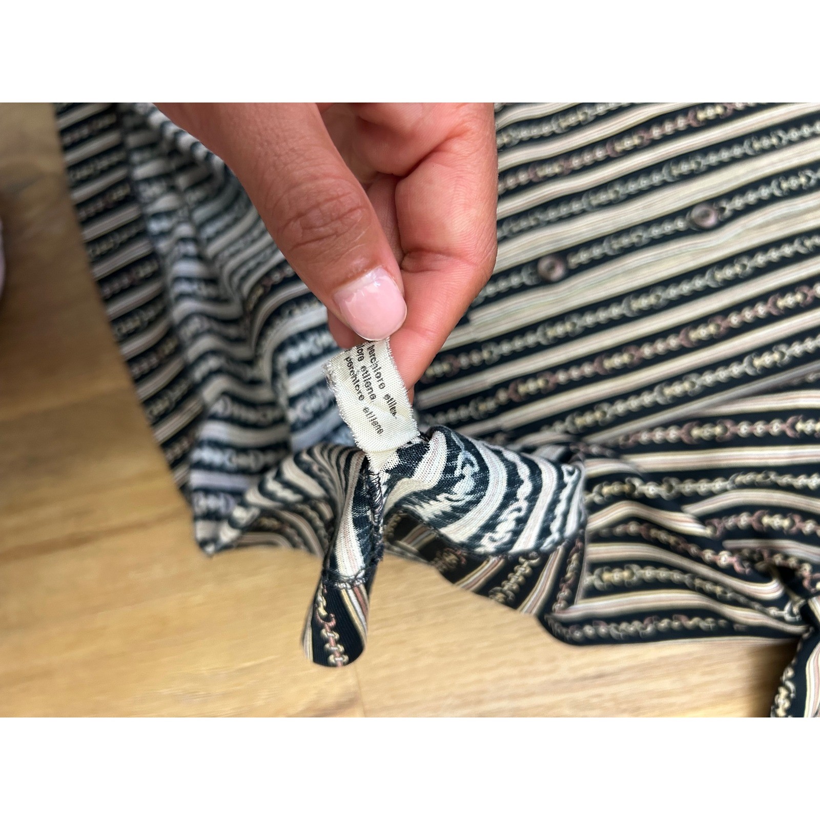 Celine Paris Vintage Striped Chain Link Button Down Shirt Black Cotton 46 luxury