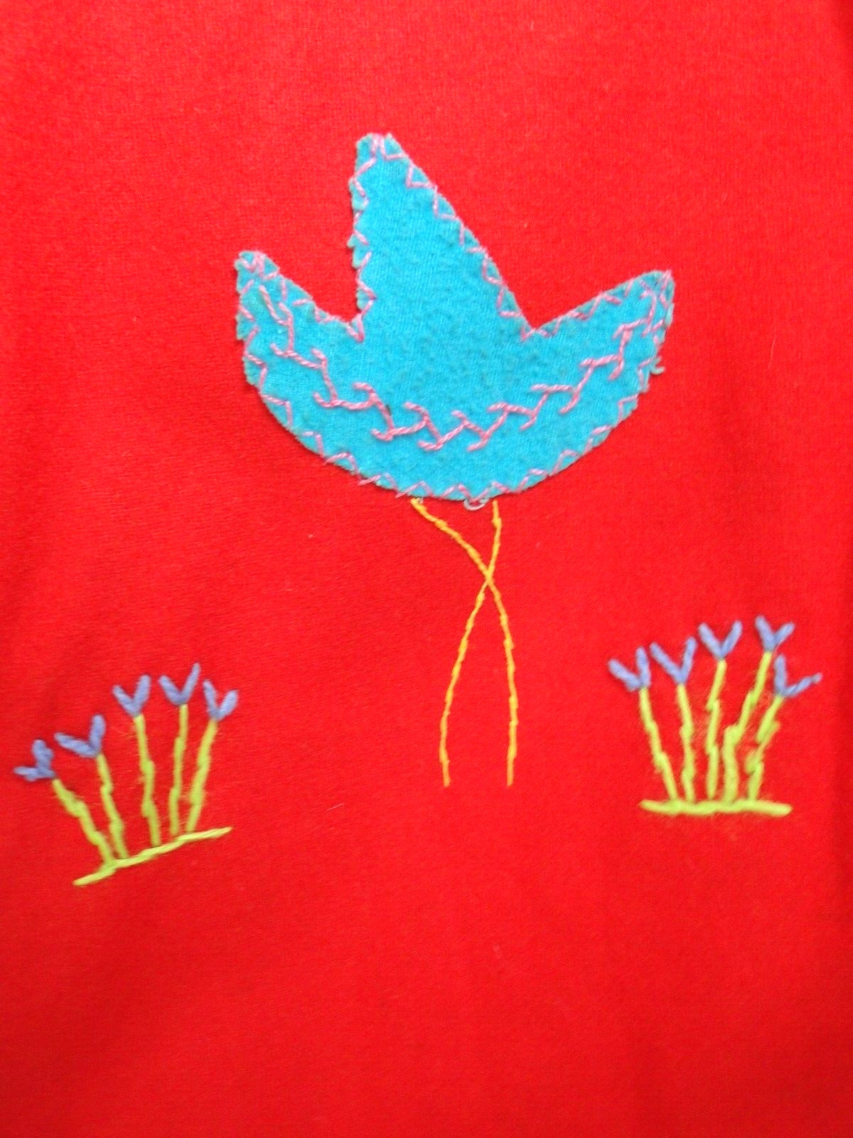Vintage 40s jacket Wool Medium LOPEZ MEXICO Embellished FELT Couple On Back Red