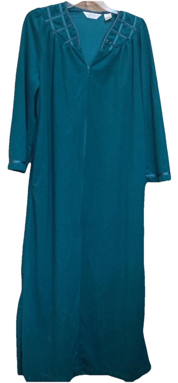 Vintage RetroHousecoat /Kaftan / Robe Jade Green Velour Size Small Grandmacore