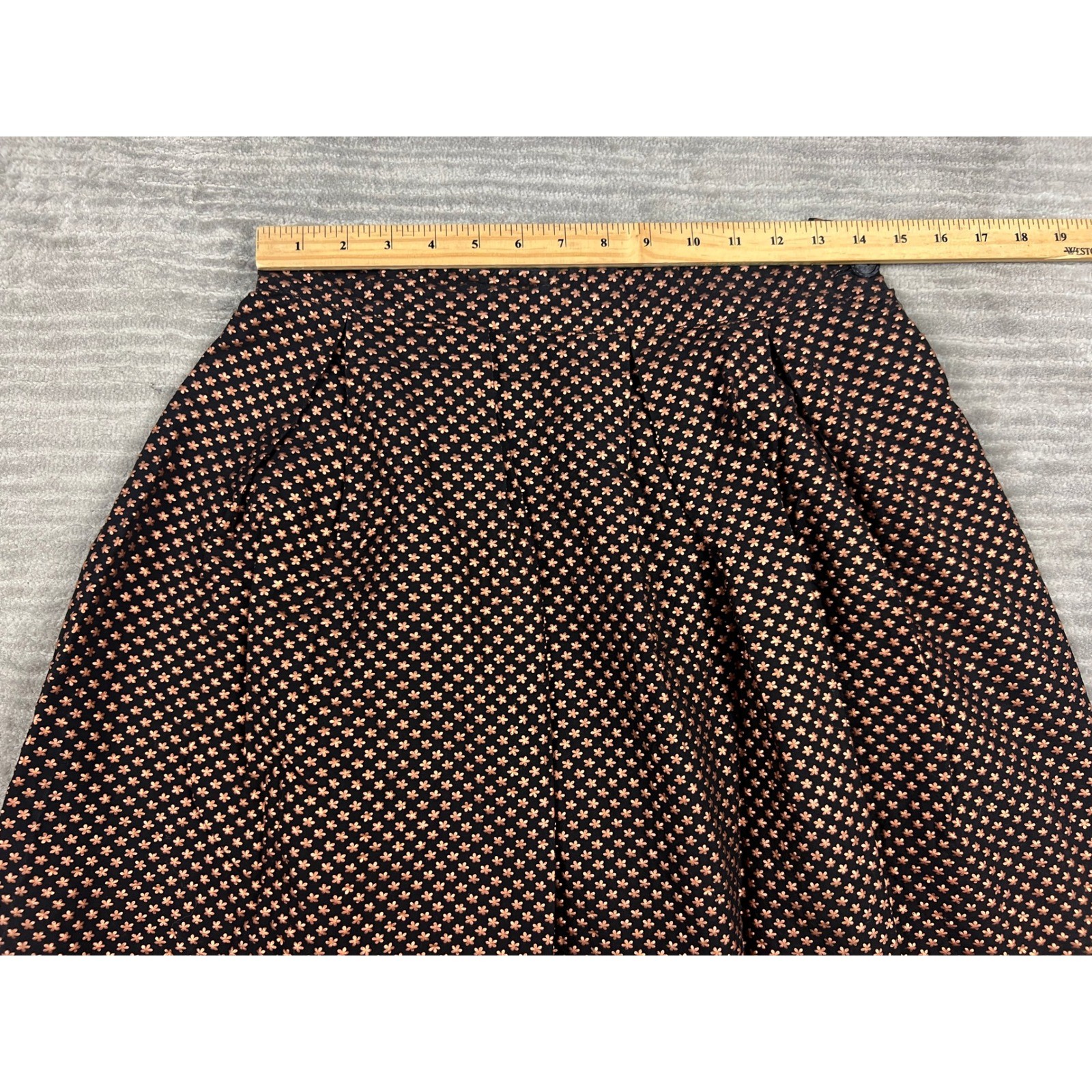 Maisonette Frock Skirt Womens 29W Black Copper Vintage A-Line Floral Midi Border