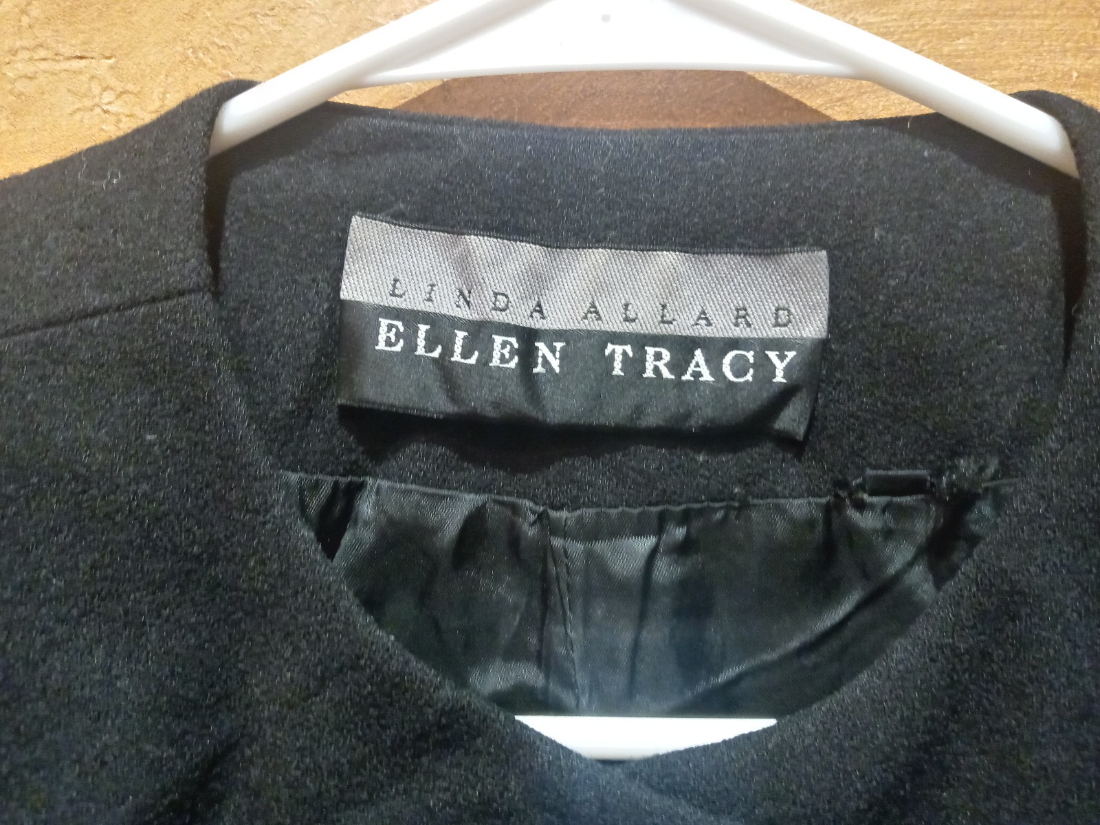 Linda Allard Ellen Tracy wool blazer double breasted long Women Black XL