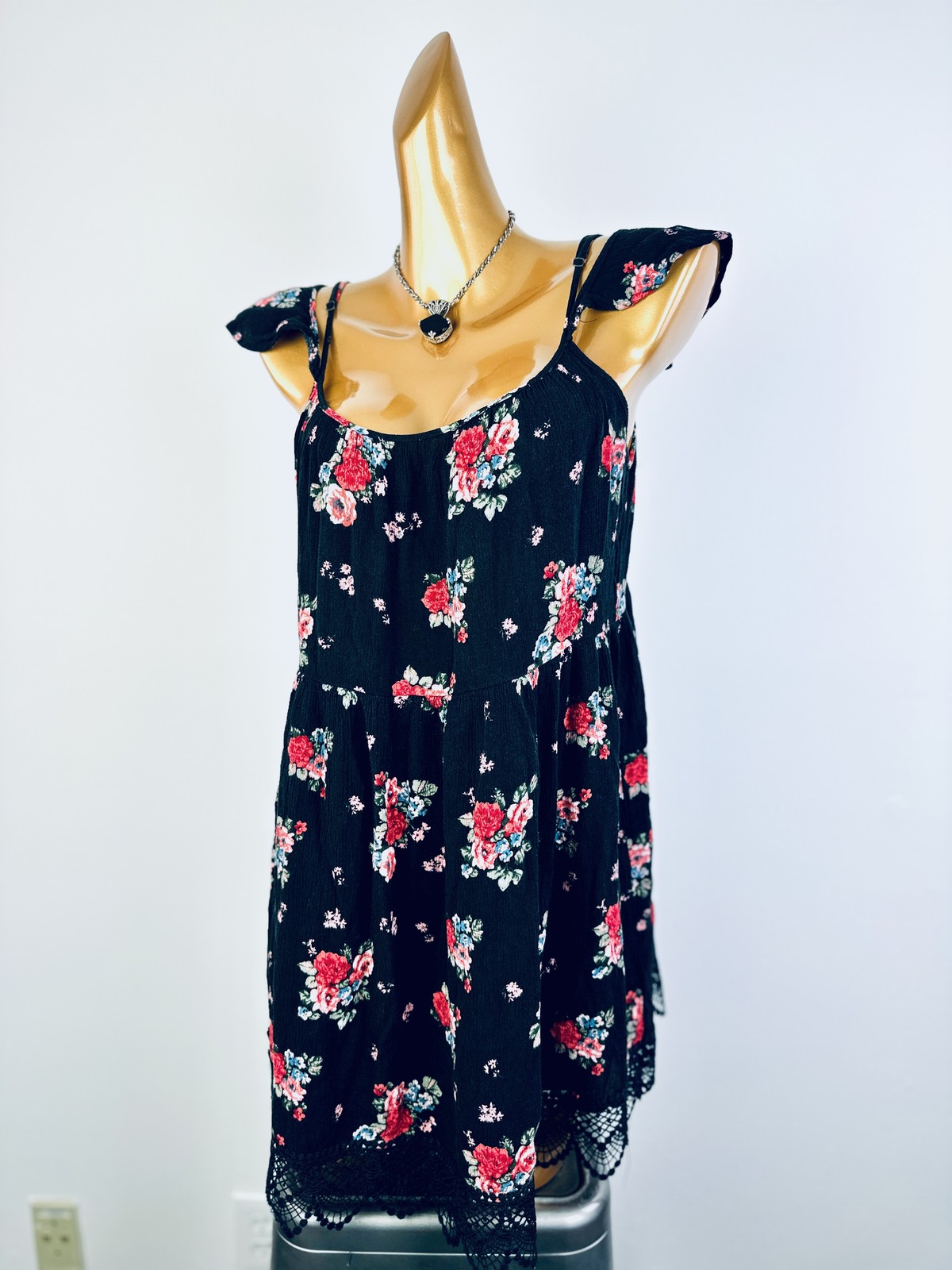 Vintage VTG 90s grunge dress floral print prairie mini sundress
