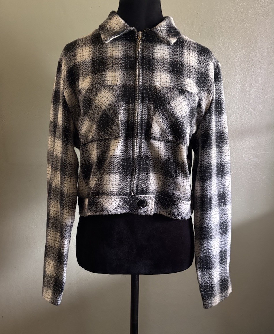 Vintage Insane 70s shadow plaid cropped jacket.S/M.union Made