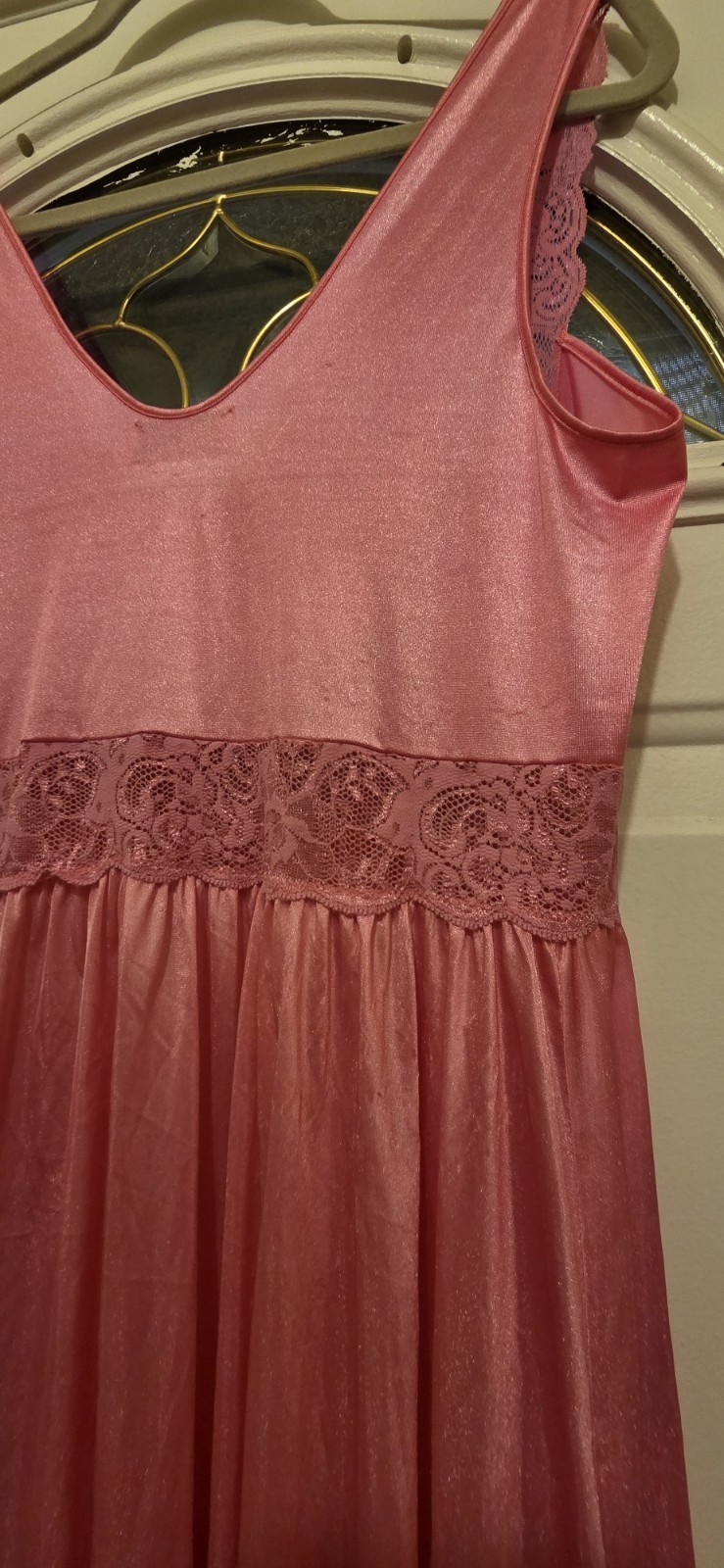 VTG Shadowline Peignoir Robe & Nightgown Silky Soft Nylon Pink Size 1X USA