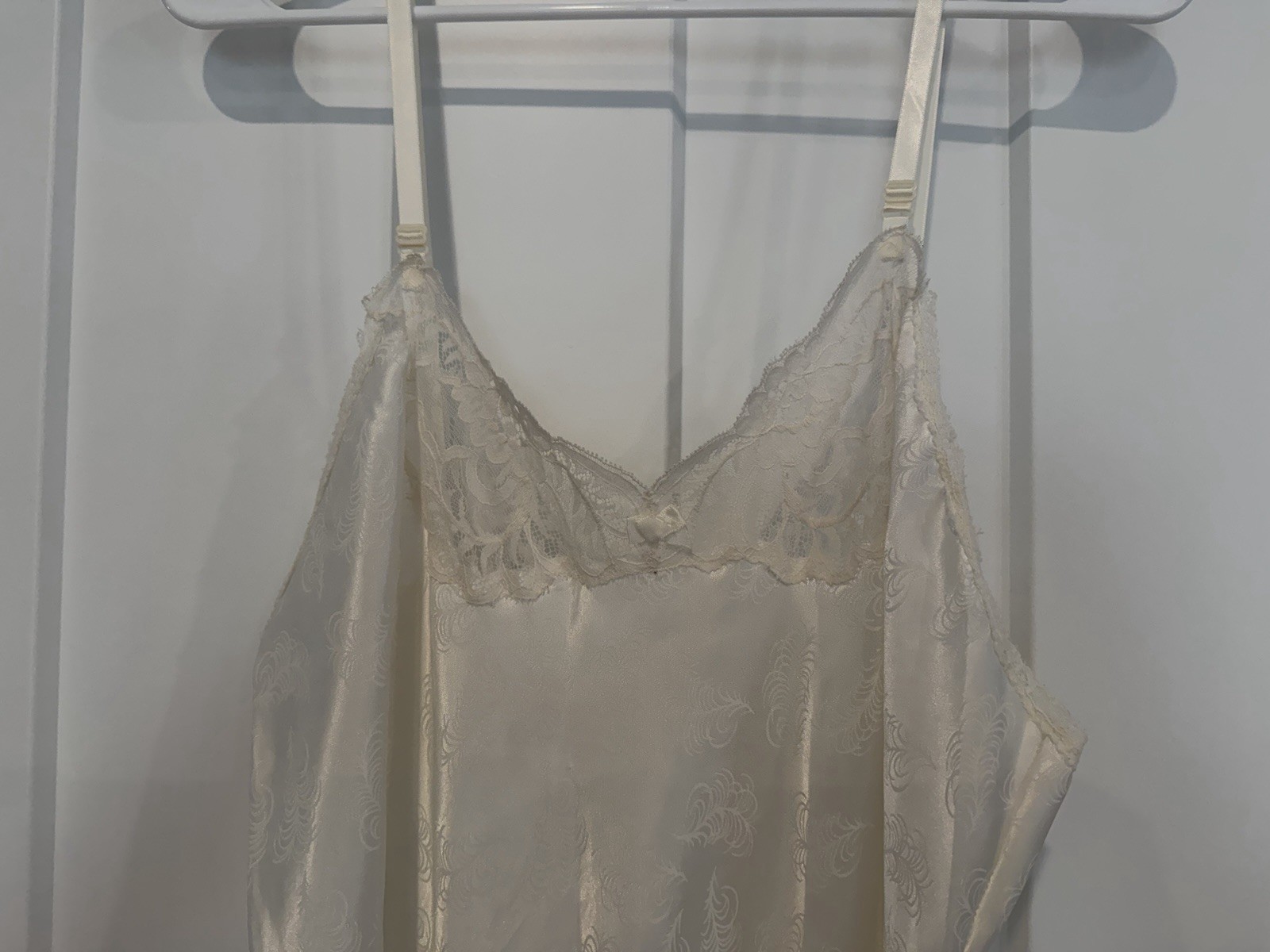 Vintage 60s-70s Barbizon Slip Nightgown Size Medium Lace Trim Cream Color