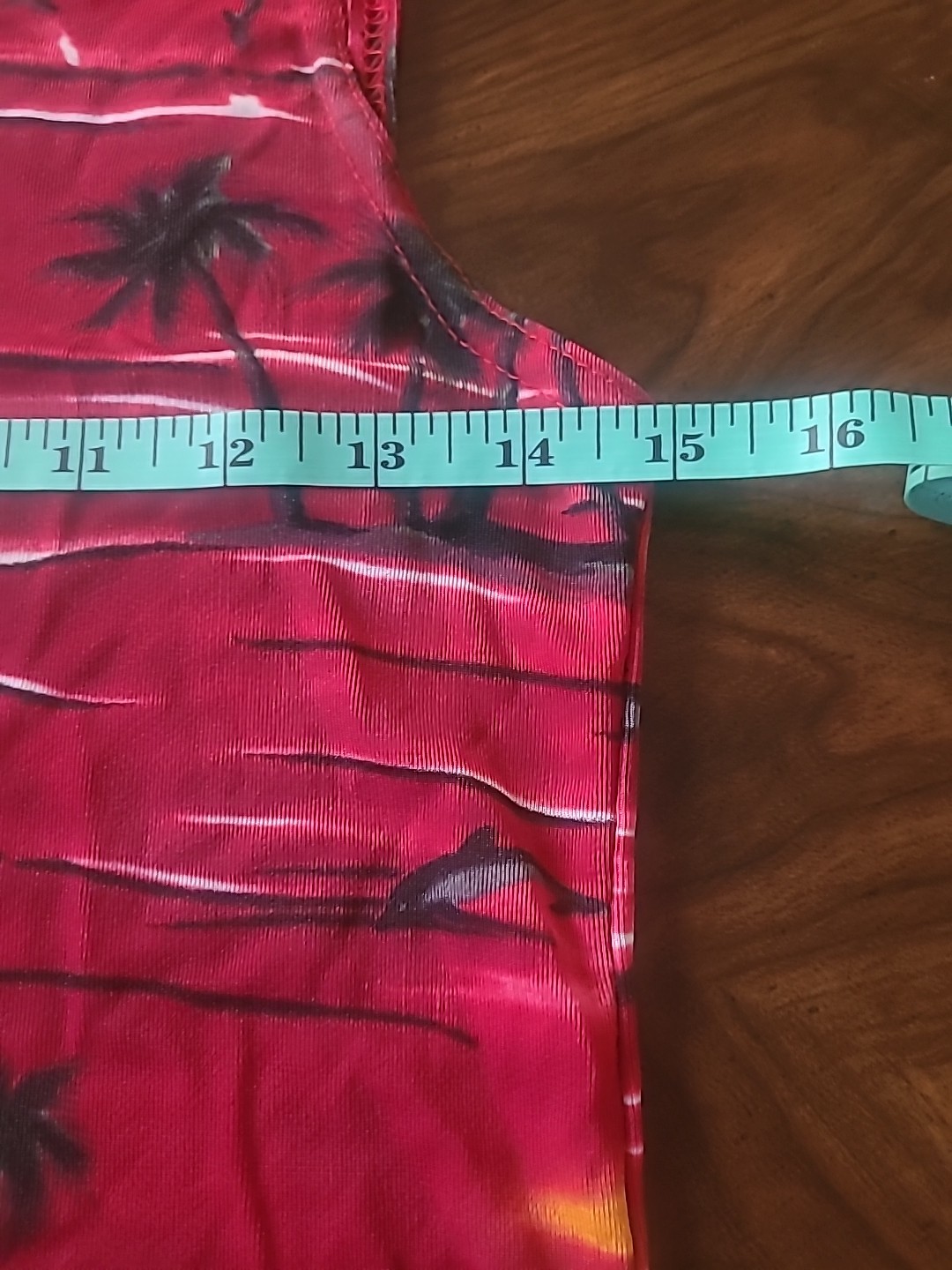 Vintage Red Hawaiian Sundress Tropical Sunset Palm Tree Print Sleeveless Size L