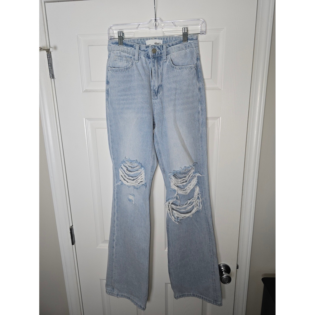 Vervet Light Blue Flared Boot Cut Distressed Women&rsquo;s Jeans Size 24