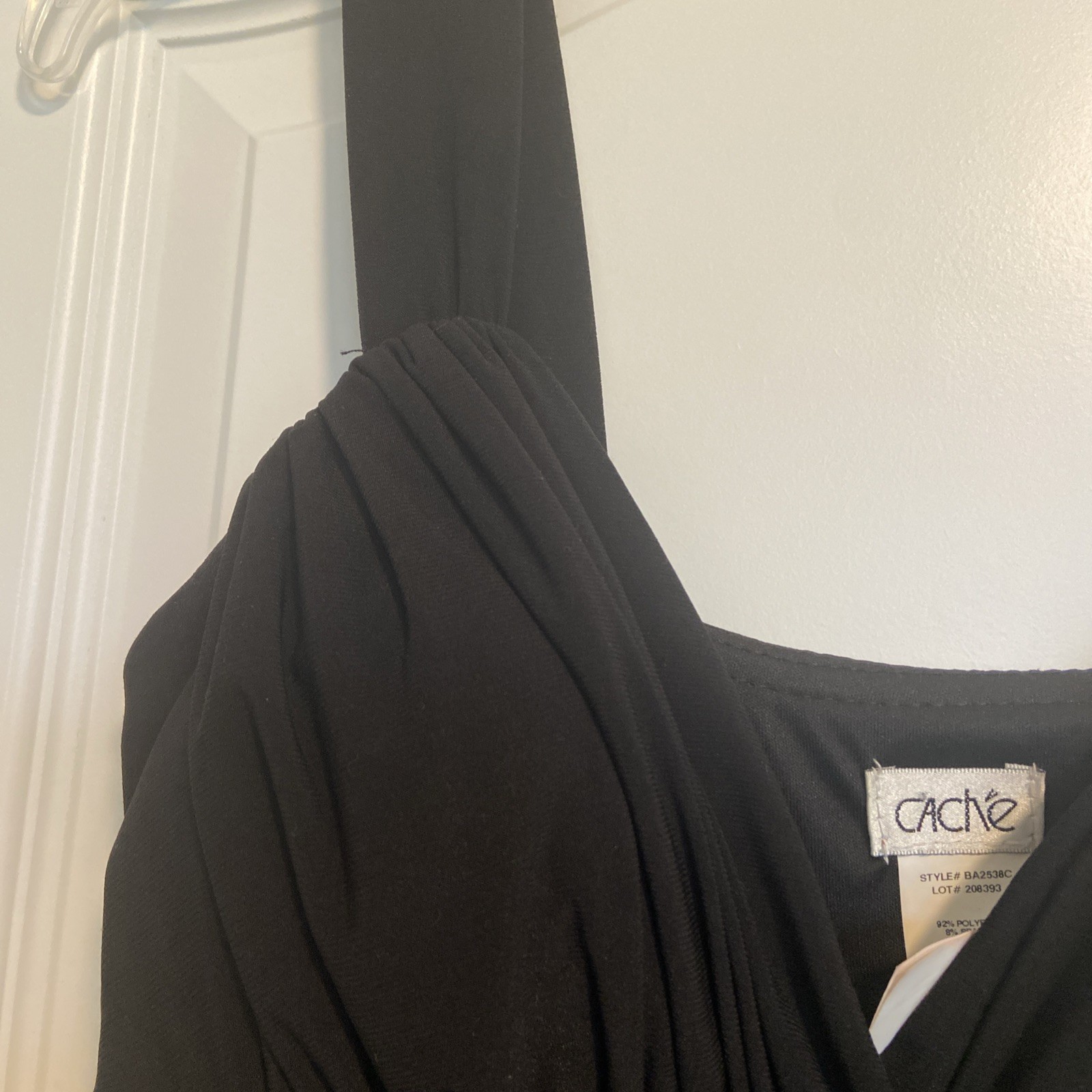 Vintage 90s Cache Black Ruffle Bow Ruched Formal Cocktail Mini Dress 6
