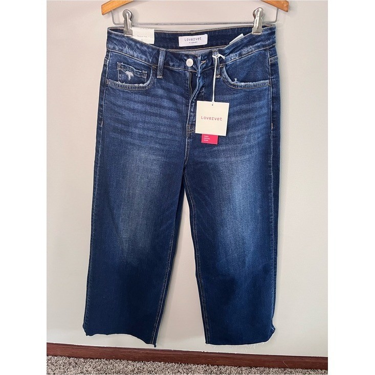 Lovervet by Vervet Super High Rise Wide Leg Tummy Control Jeans LV1353 Dark Wash