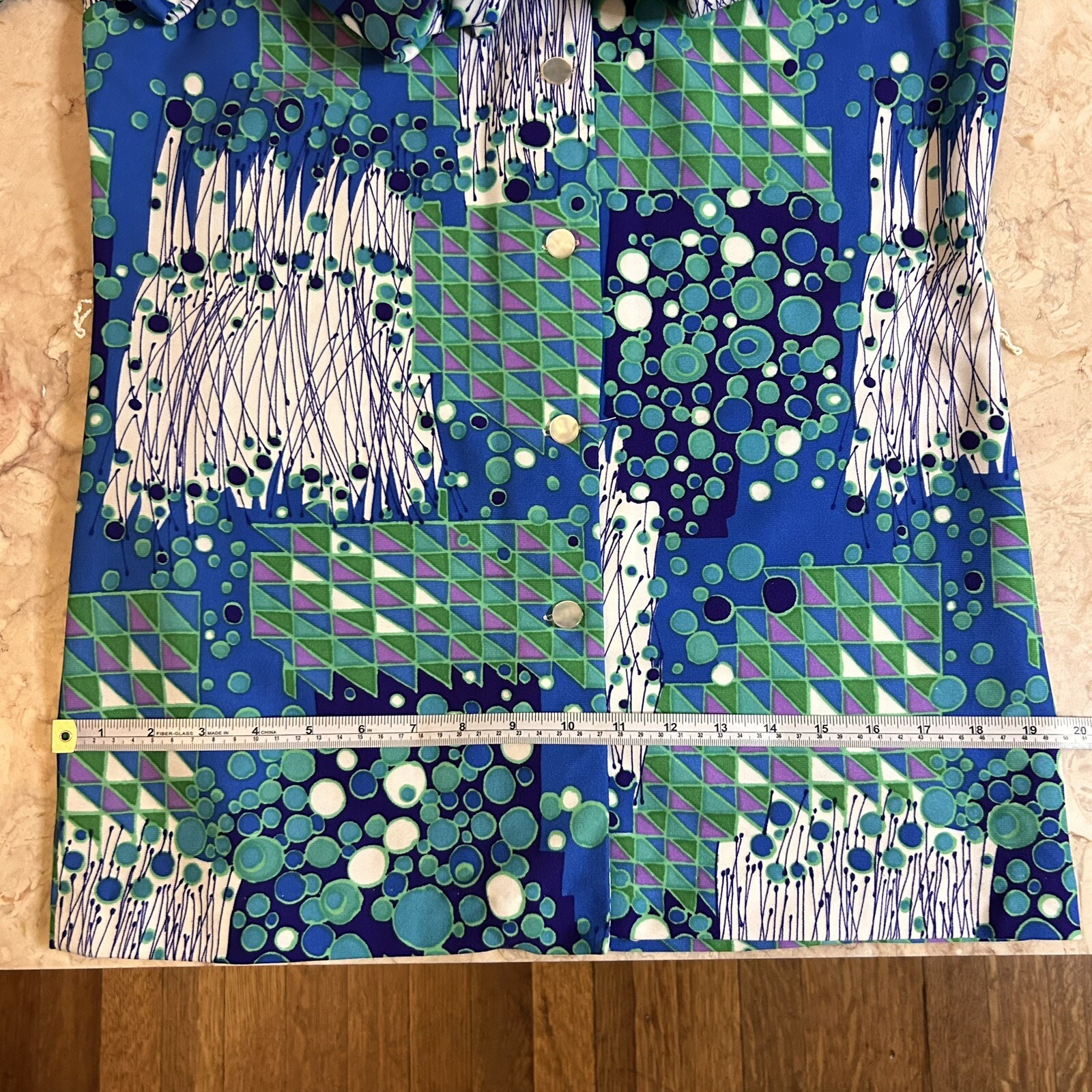 Vintage 70s Stockton Mod Blue Dagger Collar Blouse Size Vintage 14