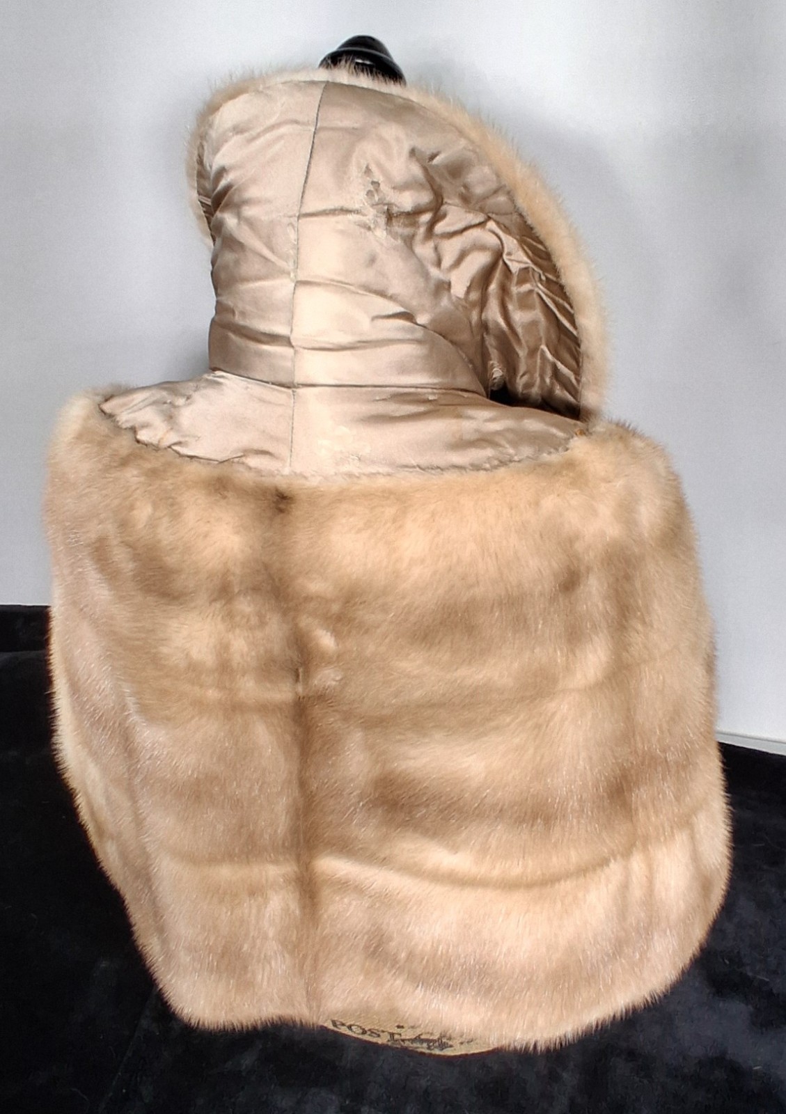 Vintage Custom Mink Fur Jacket Petite Small Shawl Collar Blonde Beige No Label