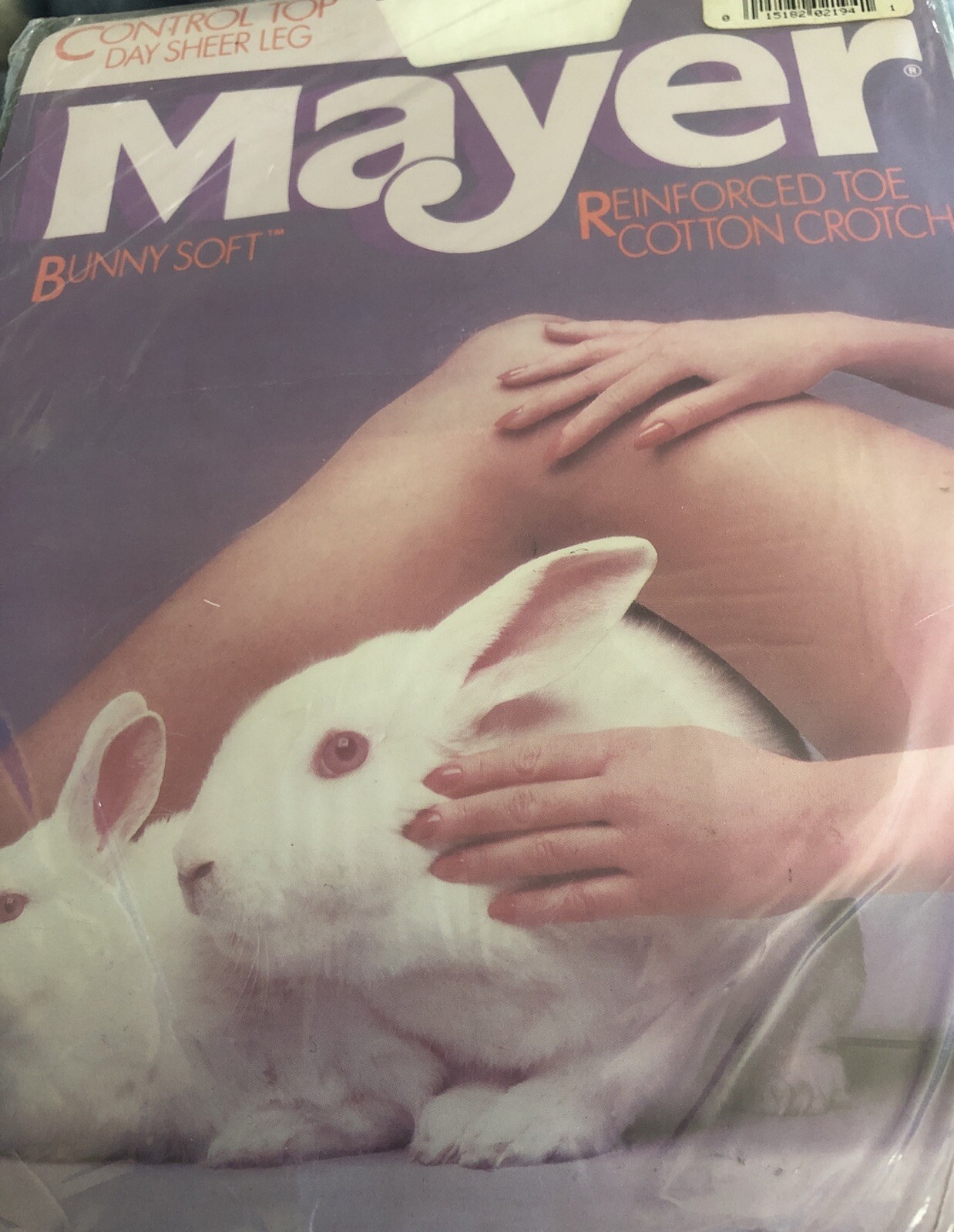 Vintage Mayer Bunny Soft Control Top Nylon Sheer Pantyhose White TALL 1985 USA